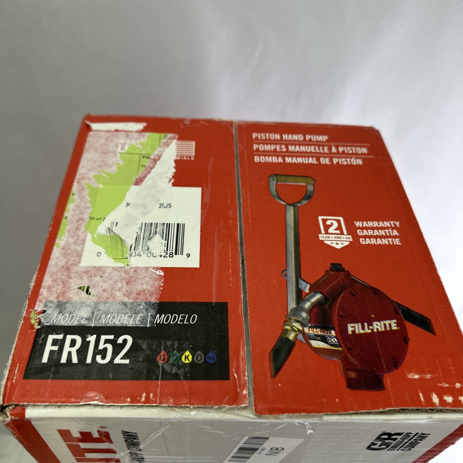 Fill-Rite FR152 Piston Hand Pump with Hose & Nozzle Spout, Red – New