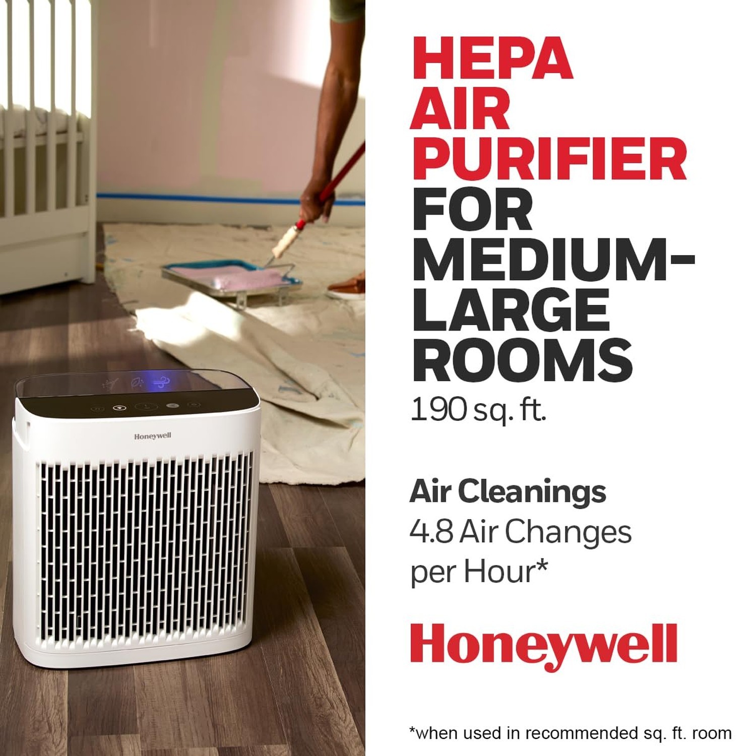 Honeywell HEPA Air Purifier for Home, 938 Ft² Rooms in 1 hour, Turbo Clean,