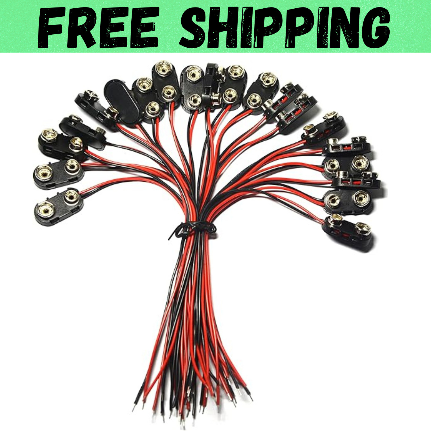 20 Pcs 9V I Type Battery Snap Connector 9 Volt Clips Connector…