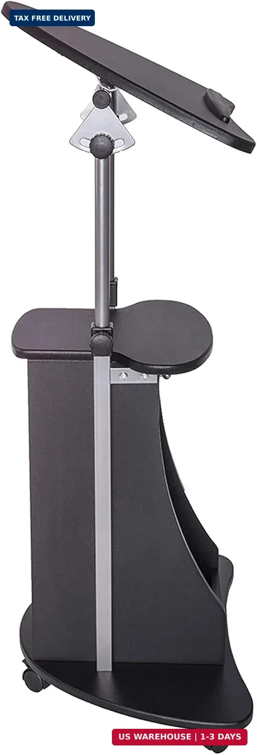 Techni Mobili Sit-to-Stand Mobile Medical Laptop Computer Cart, Black, Adjustabl