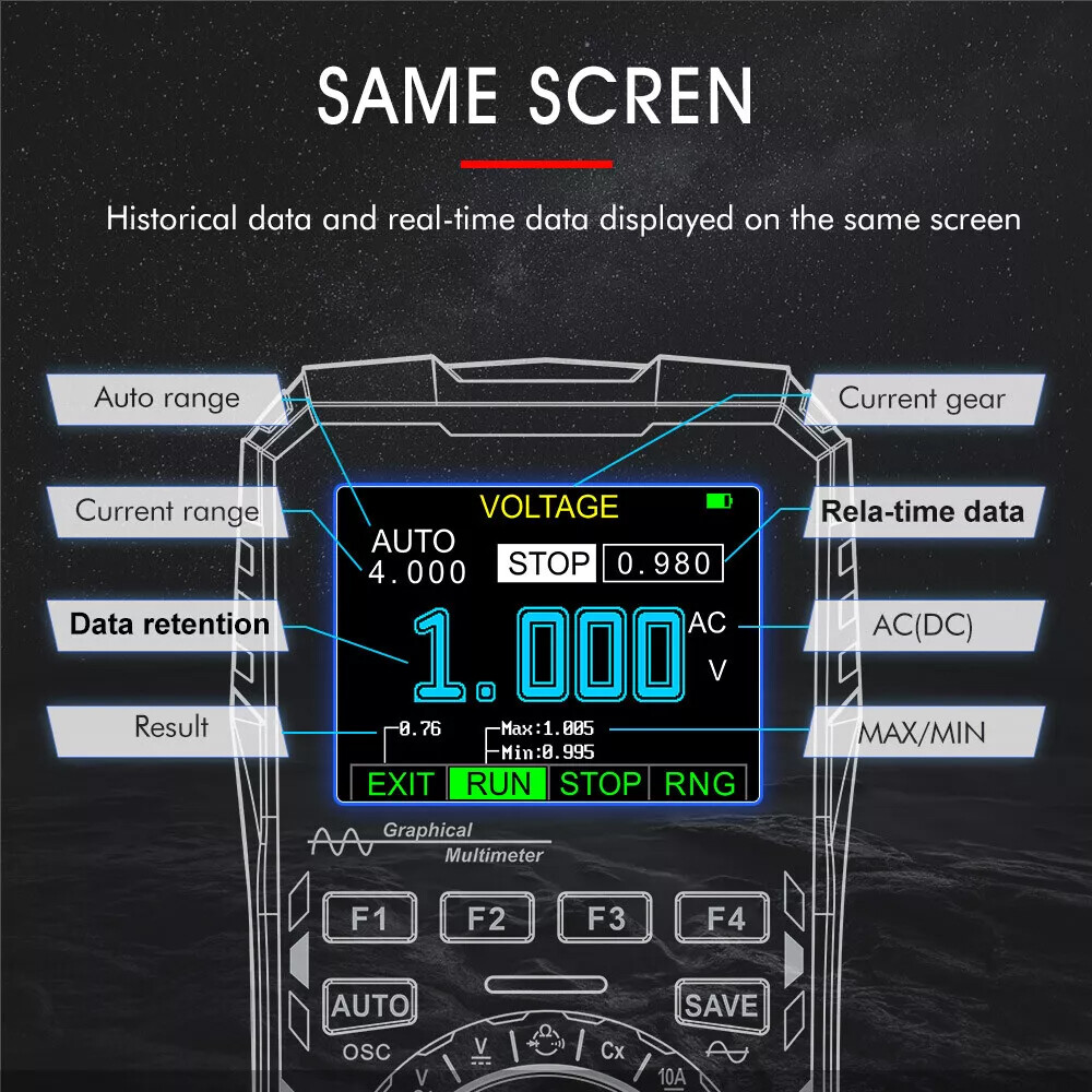 2in1 Oscilloscope Multimeter Digital Display Handheld Oscope Meter 1Mhz E3I8 28