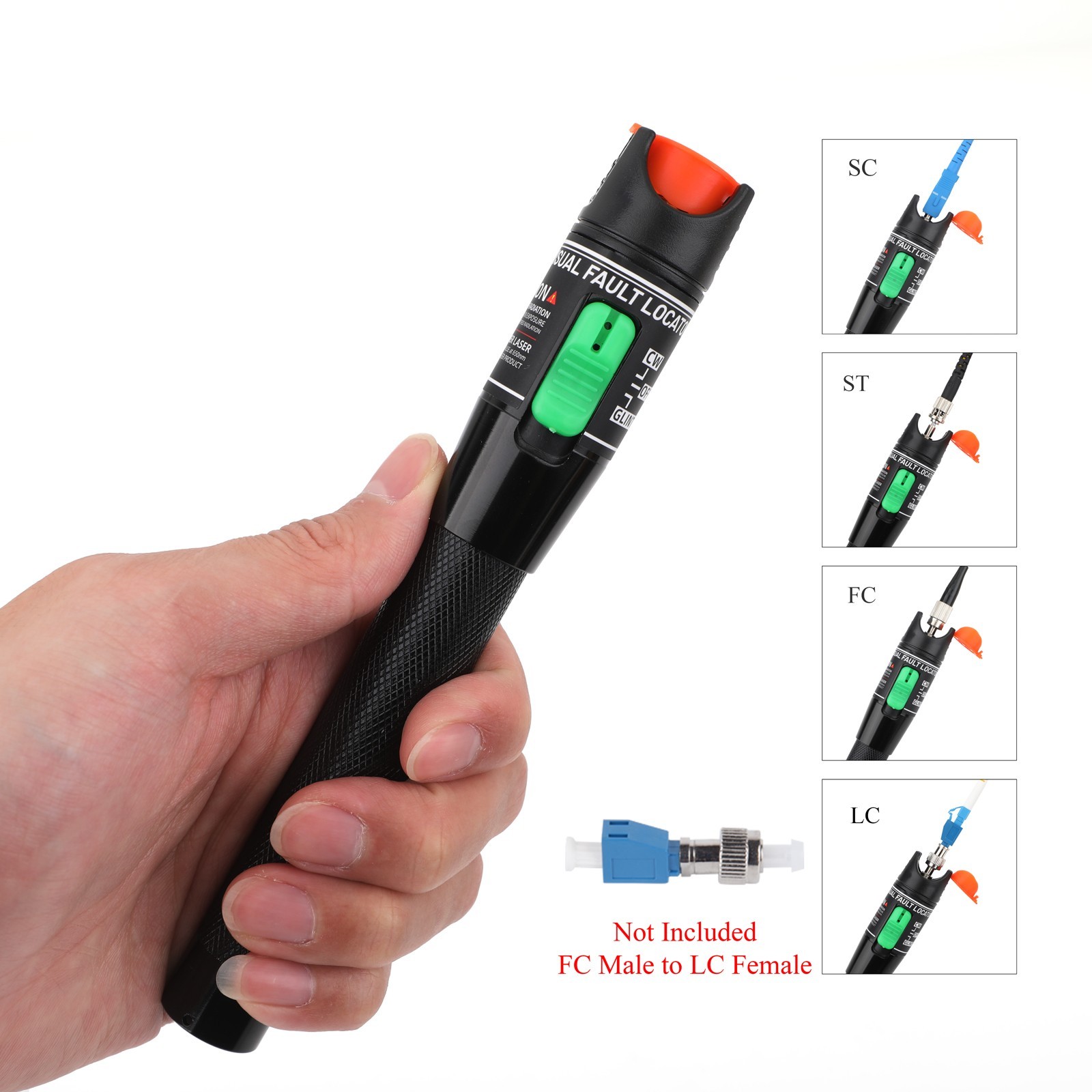Visual Fault Locator – Red Light Test Pen 5/10/30/50KM Fiber Optic Cable Tester