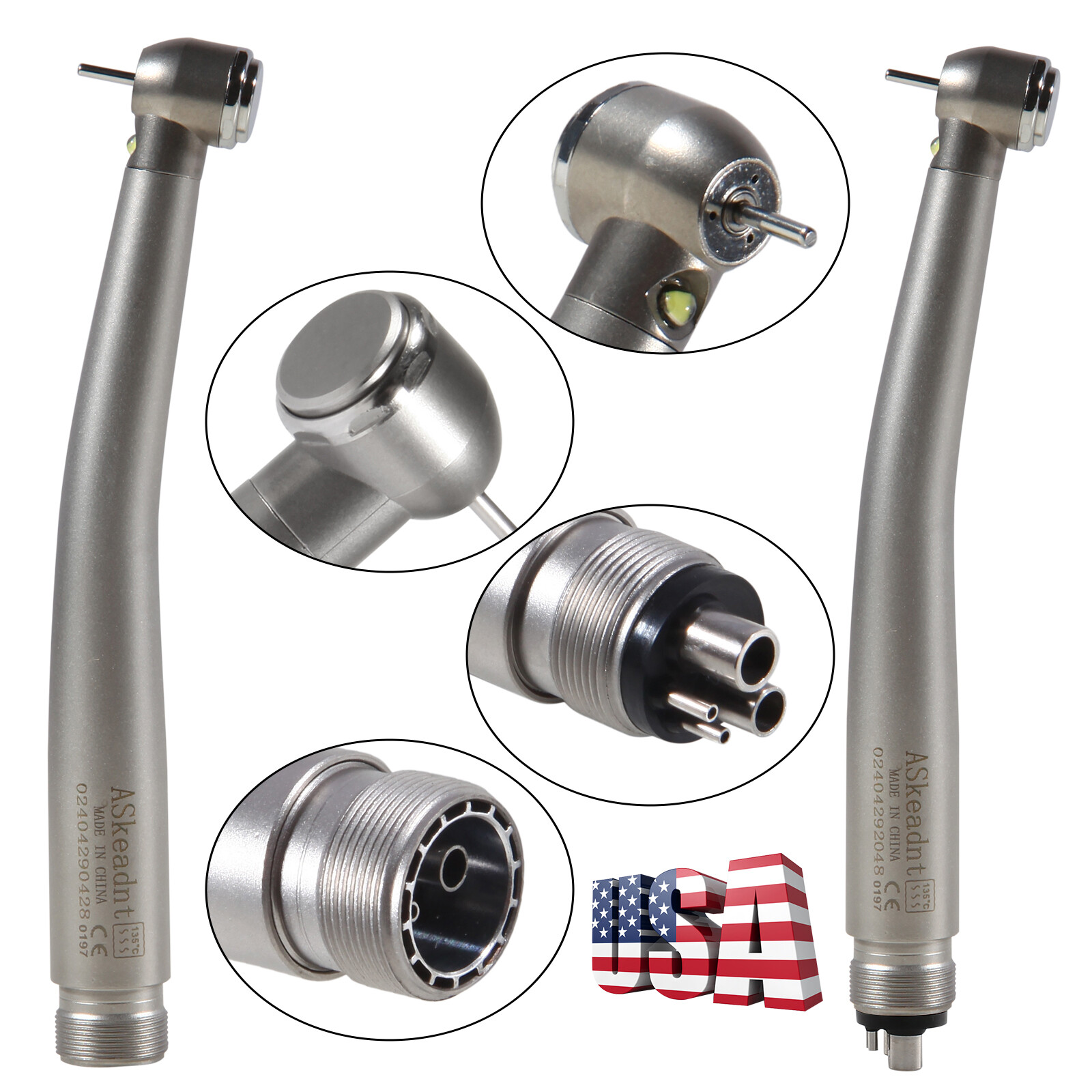 Pieza de mano LED turbina alta velocidad fibra óptica dental estilo NSK 2/4 Hole