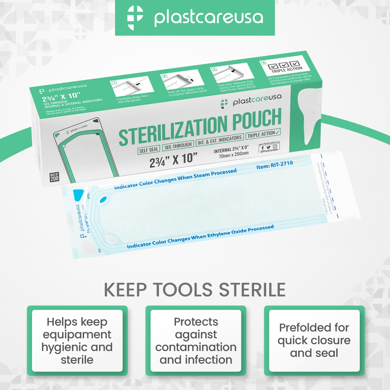 2.75″ x 10″ Self-Sealing Sterilization Pouches for Autoclave (Choose Quantity)