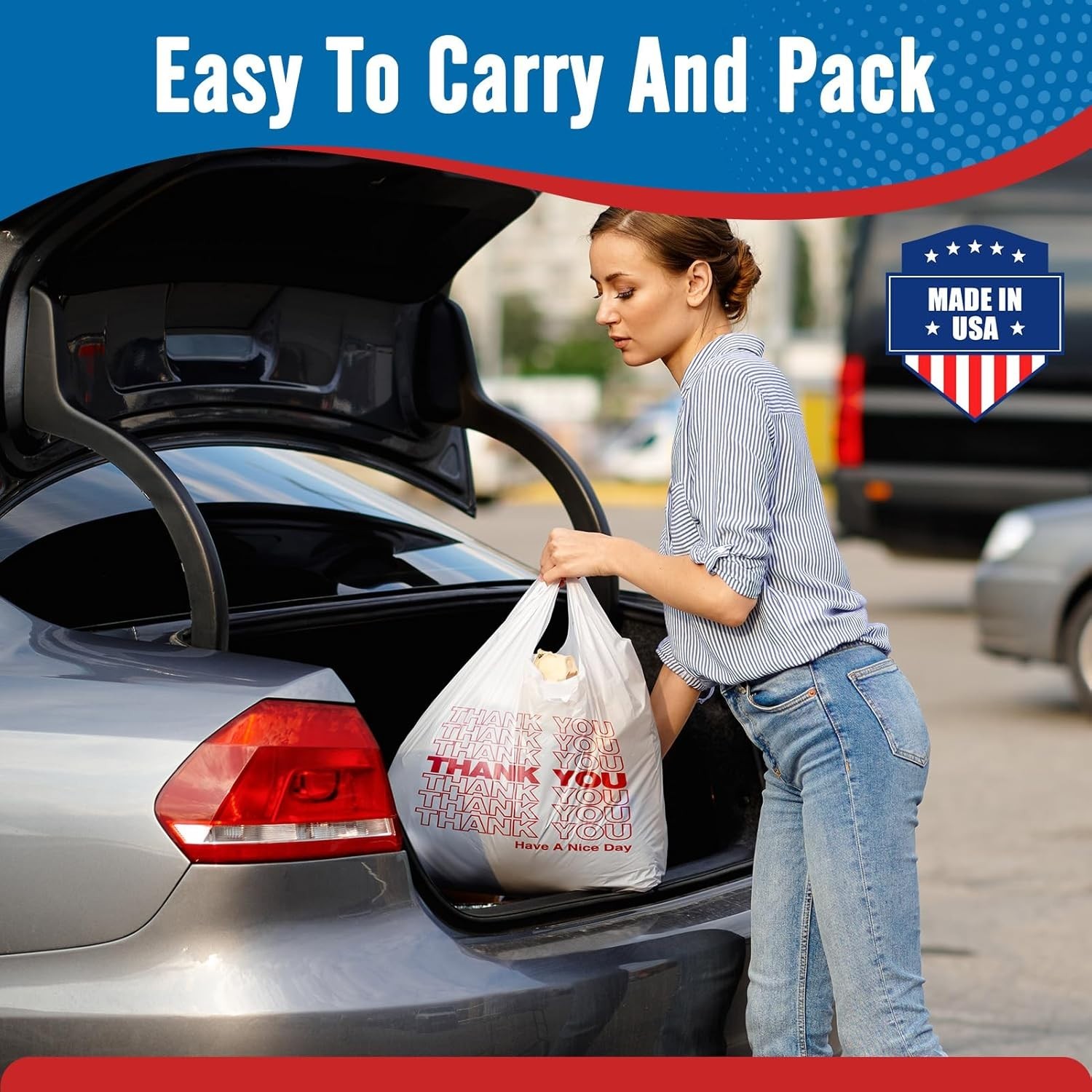 Thank You Plastic Bags – Bulk, High-Quality, Durable, White, 1000 Count