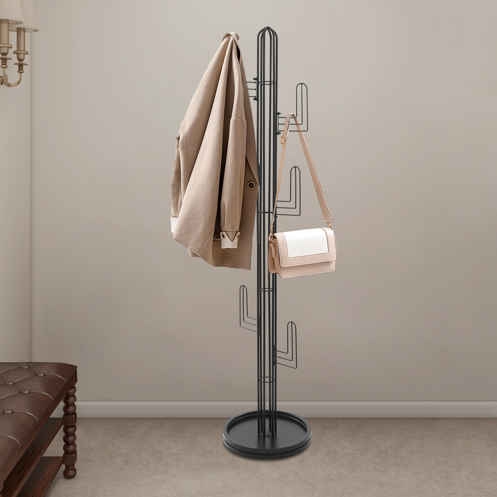 Freestanding Coat Rack Black Clothing Rack Stand Cactus Shape Clothing Stand