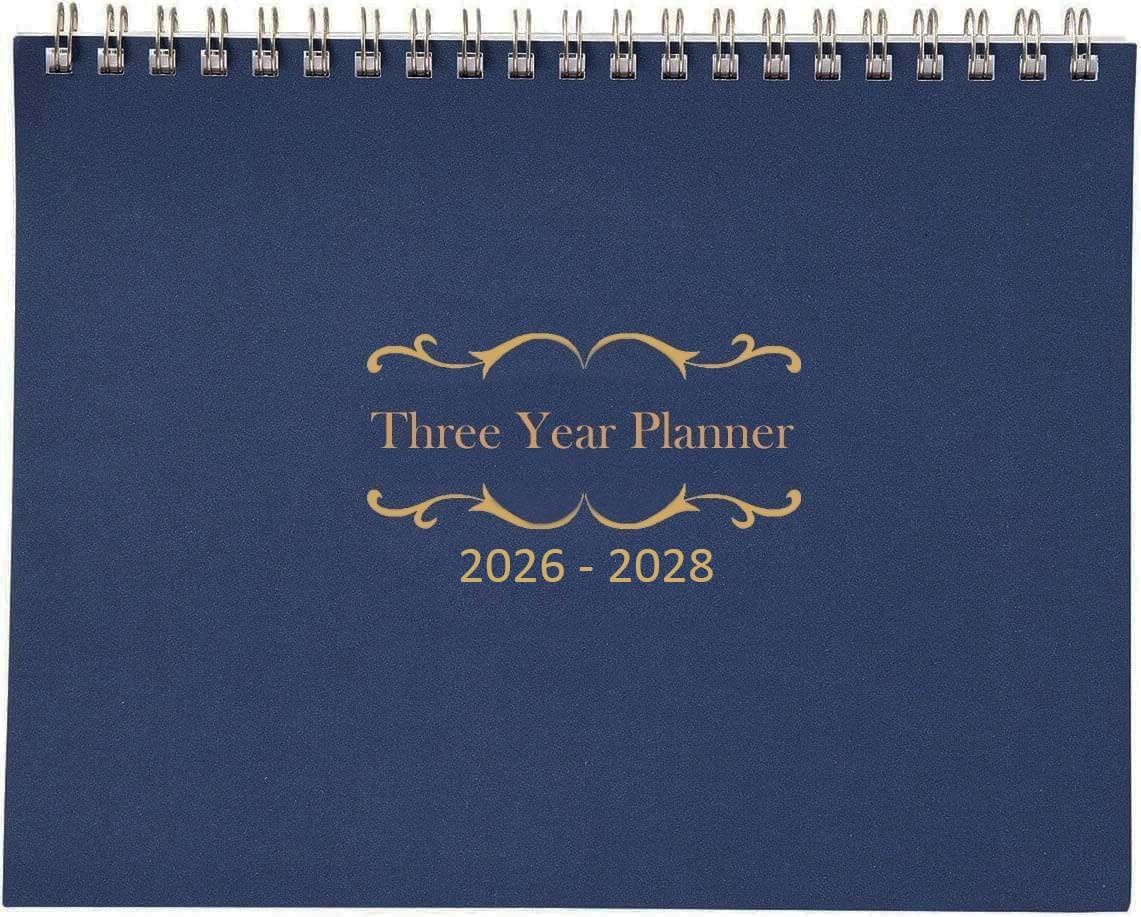 3 Year Monthly Planner Spiral Bound 11×8.5in, Starts January, Blue