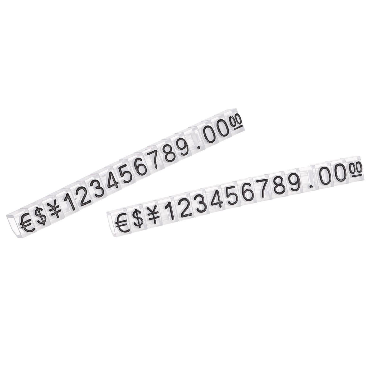 16 sets Adjustable Mini Cube Price Tag Display Number Black on Clear 3.8×6.9mm