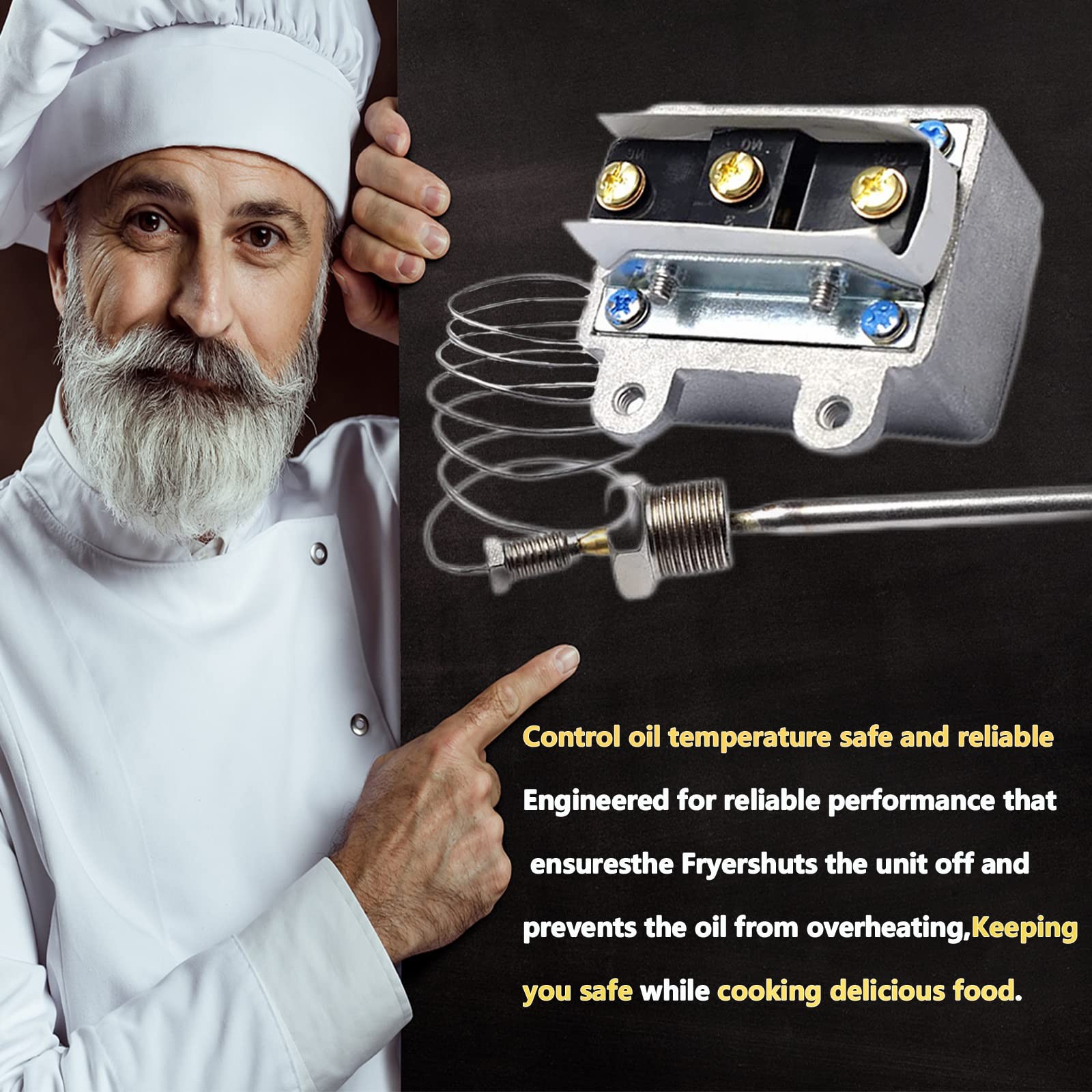 High Limit Thermostat Fryer Switch 450F 3/8 MPT For Gas Deep Fryer Parts
