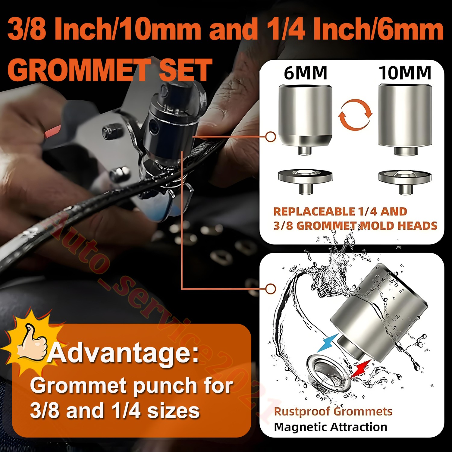New Grommet Tool Kit with Bag, 1/4 & 3/8 Inch Handheld Eyelet Tool Kit For DIY