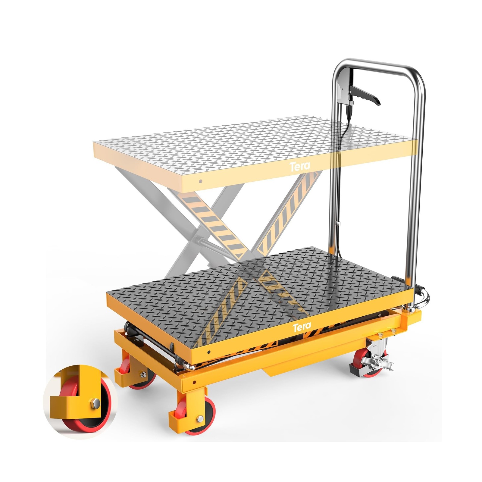 Tera Hydraulic Lift Table Cart: 330lbs Single Scissor 8.3″-28.5″ Lift Range |…