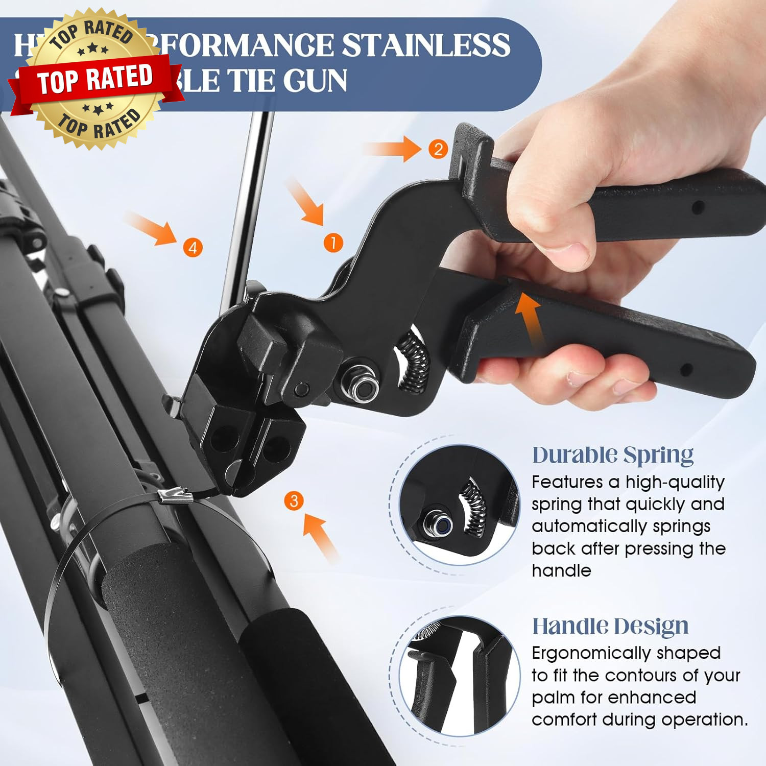 Metal Zip Ties Gun Set Stainless Steel Zip Tie Tool with 150PCS Black Metal Zip