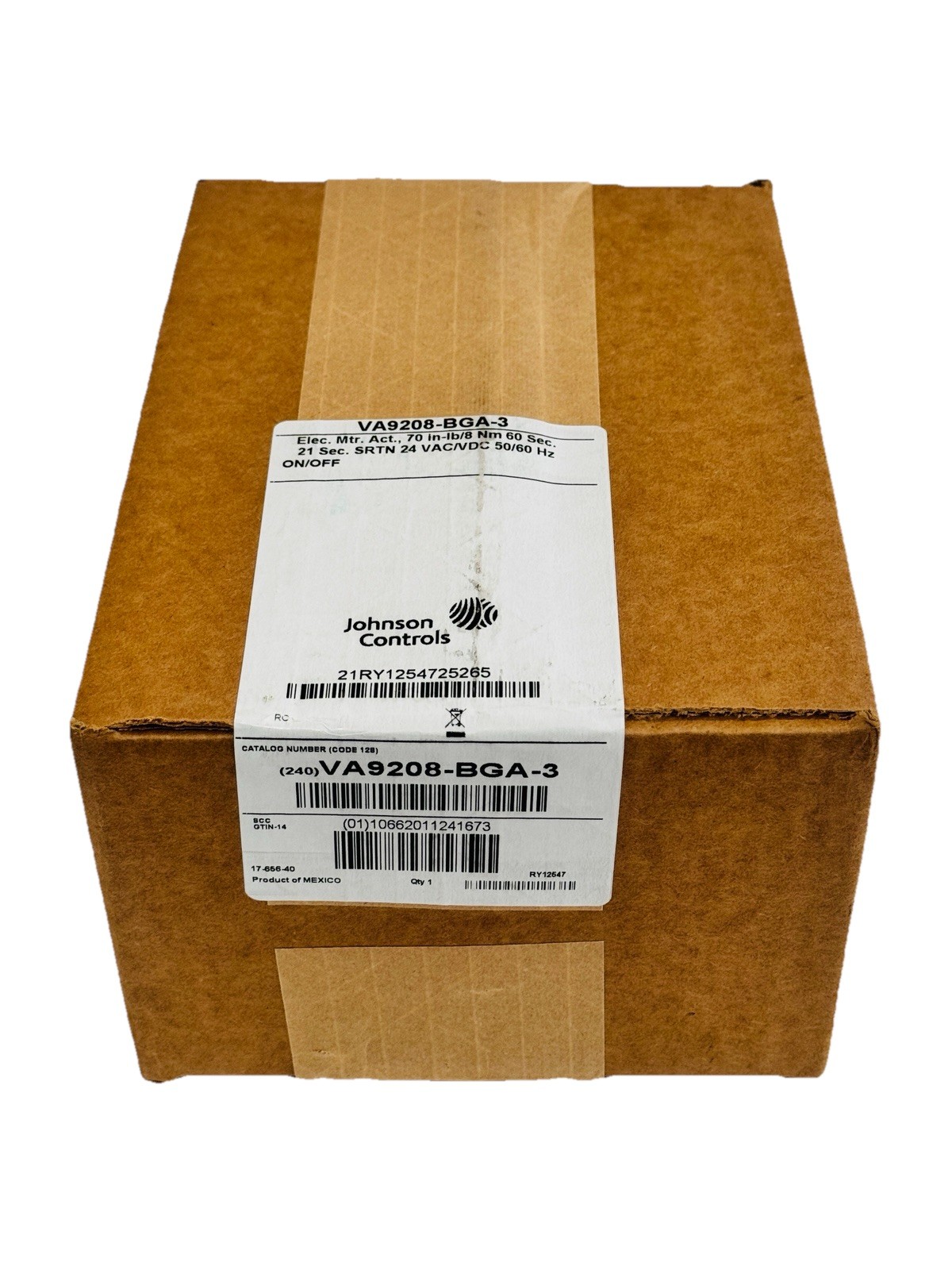 Johnson Controls VA9208-BGA-3 Electric Spring Return Valve Actuator, 24V
