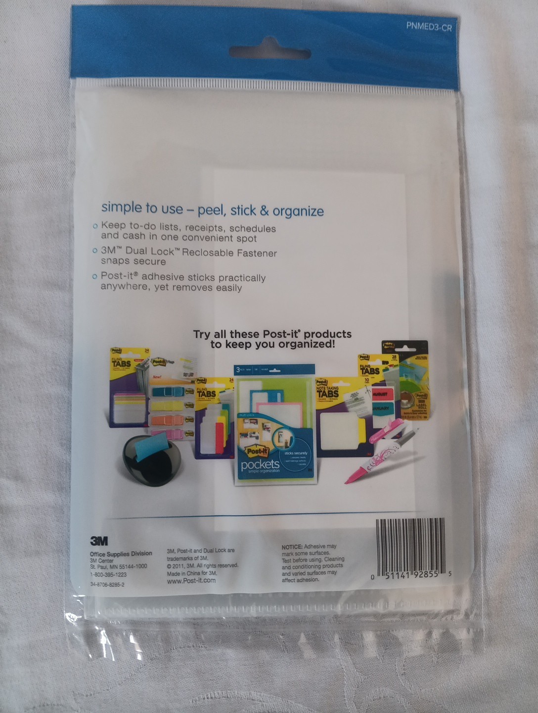 5 Packs Post-it Pockets Simple Organization 3 Pack Letter Bill Receipt 3M New