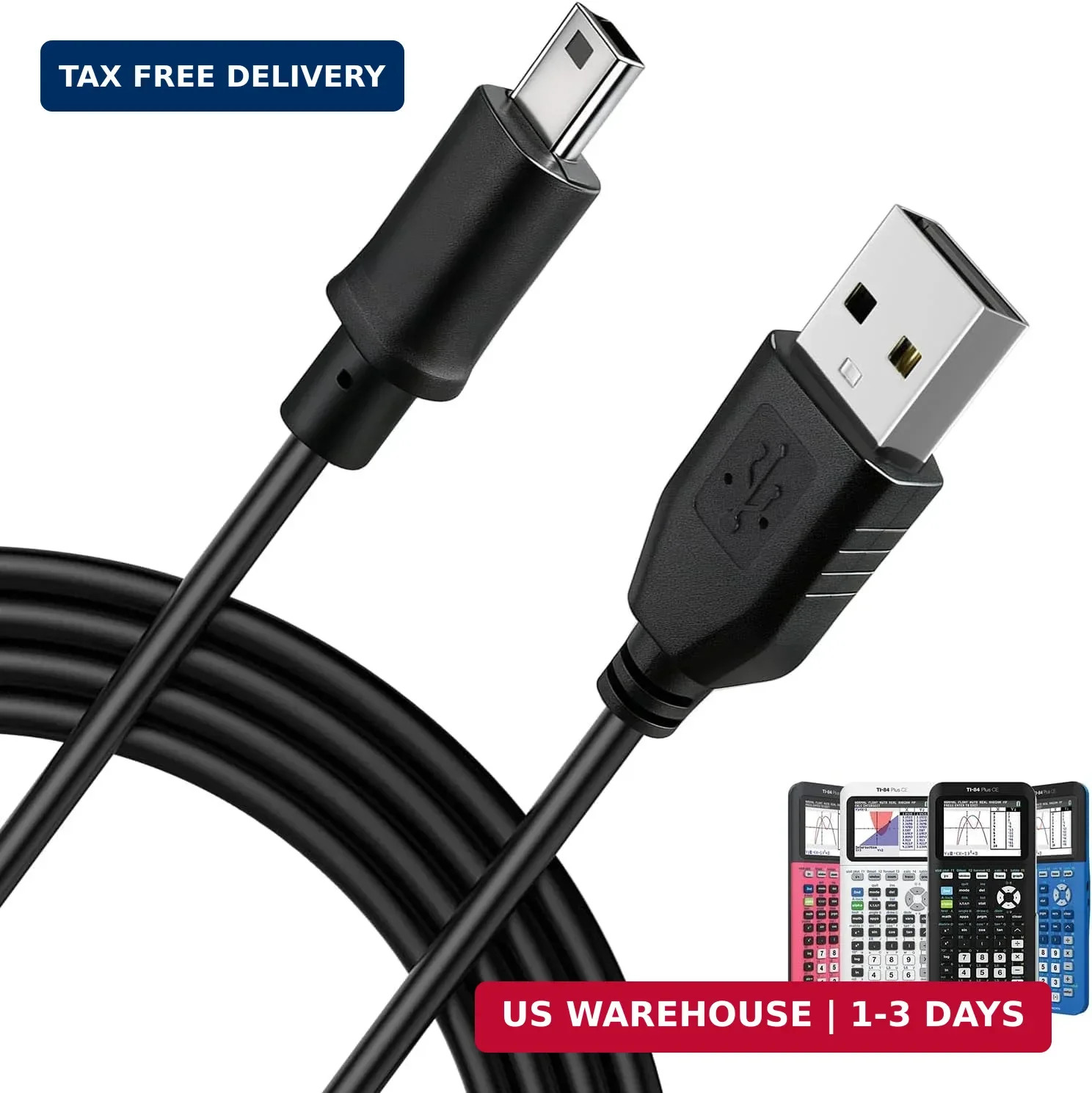 Ti-84 Plus ce Charger, ti84 Charger Cable for Texas Instruments Black