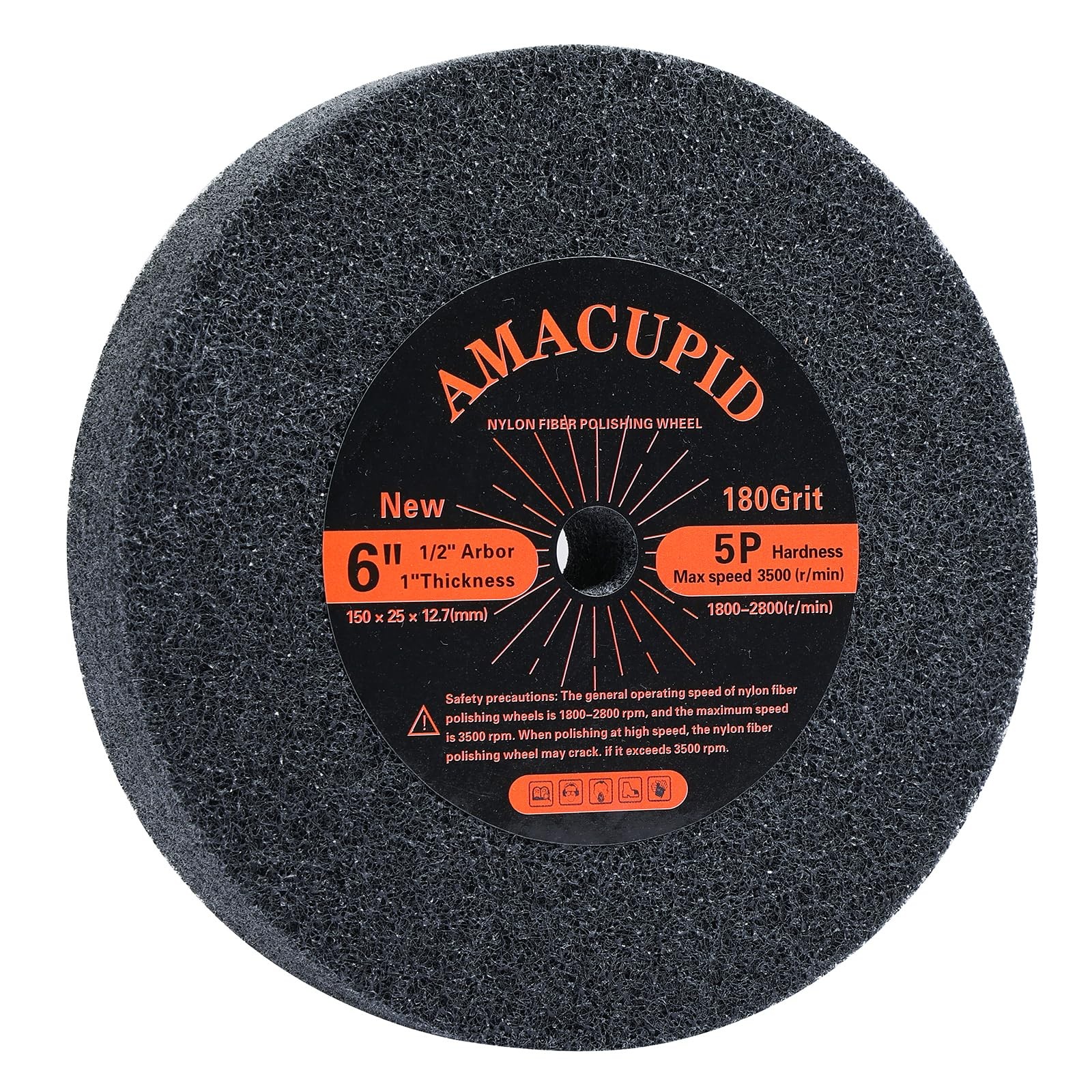 AmaCupid Nylon Fiber Brushed Buffing Wheels 6 Inch 5P Hardness. for Dark Grey