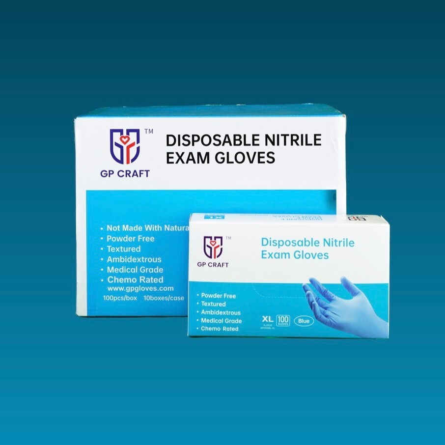 GP CRAFT Disposable Nitrile Exam Gloves, 4 Mil, Blue, Chemo Rated, Case of 1000