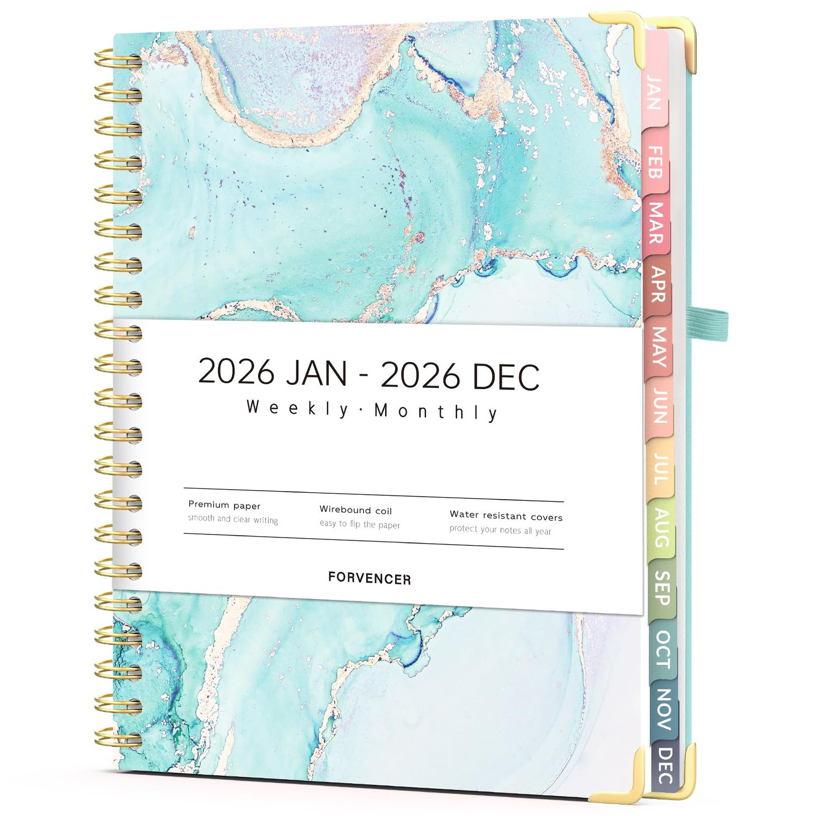 Forvencer 2026 Planner, Weekly and Monthly Calendar Letter, Light Green