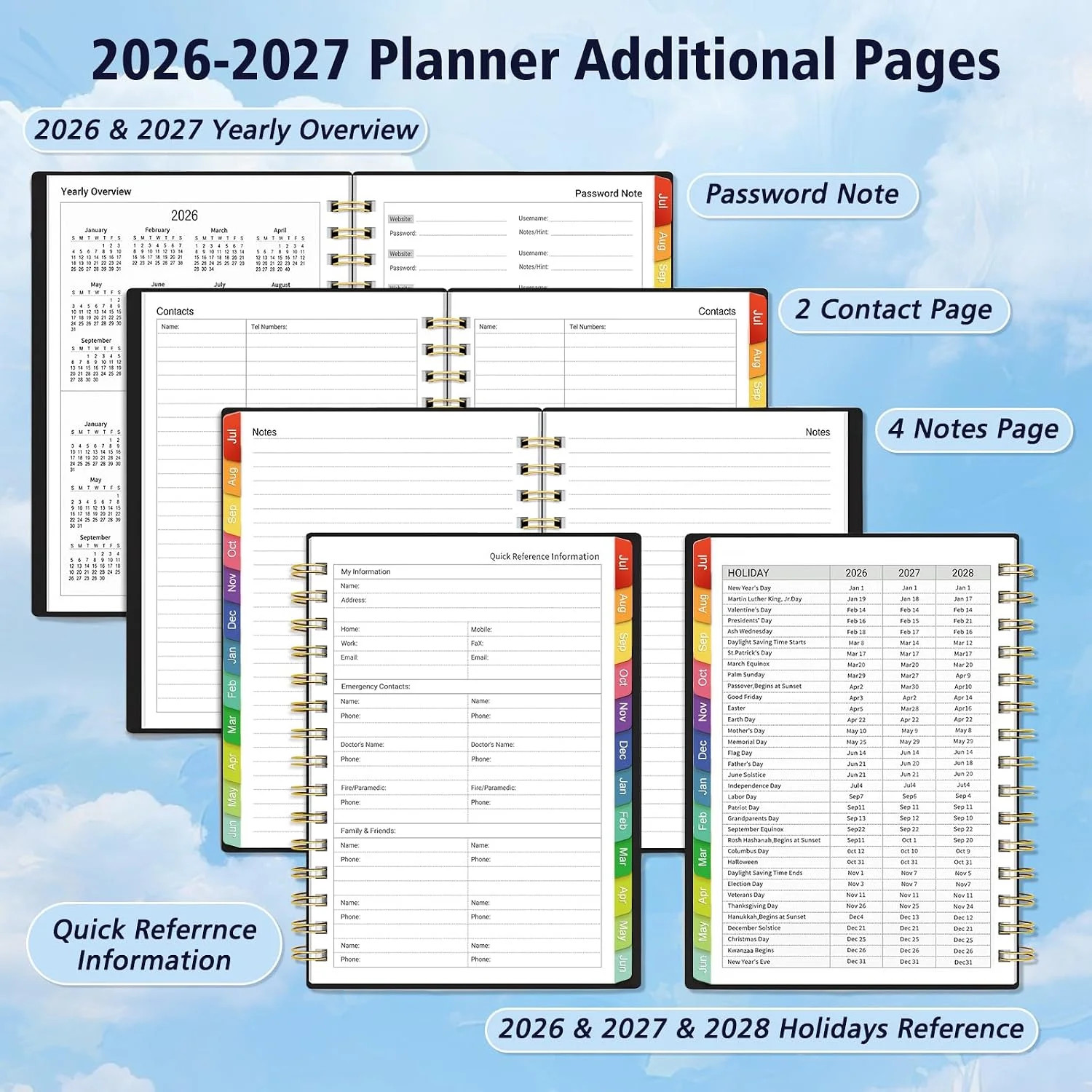 Daily Planner 2026-2027, 18 Month Planner with Tabs, July 2026 – December 2027 W