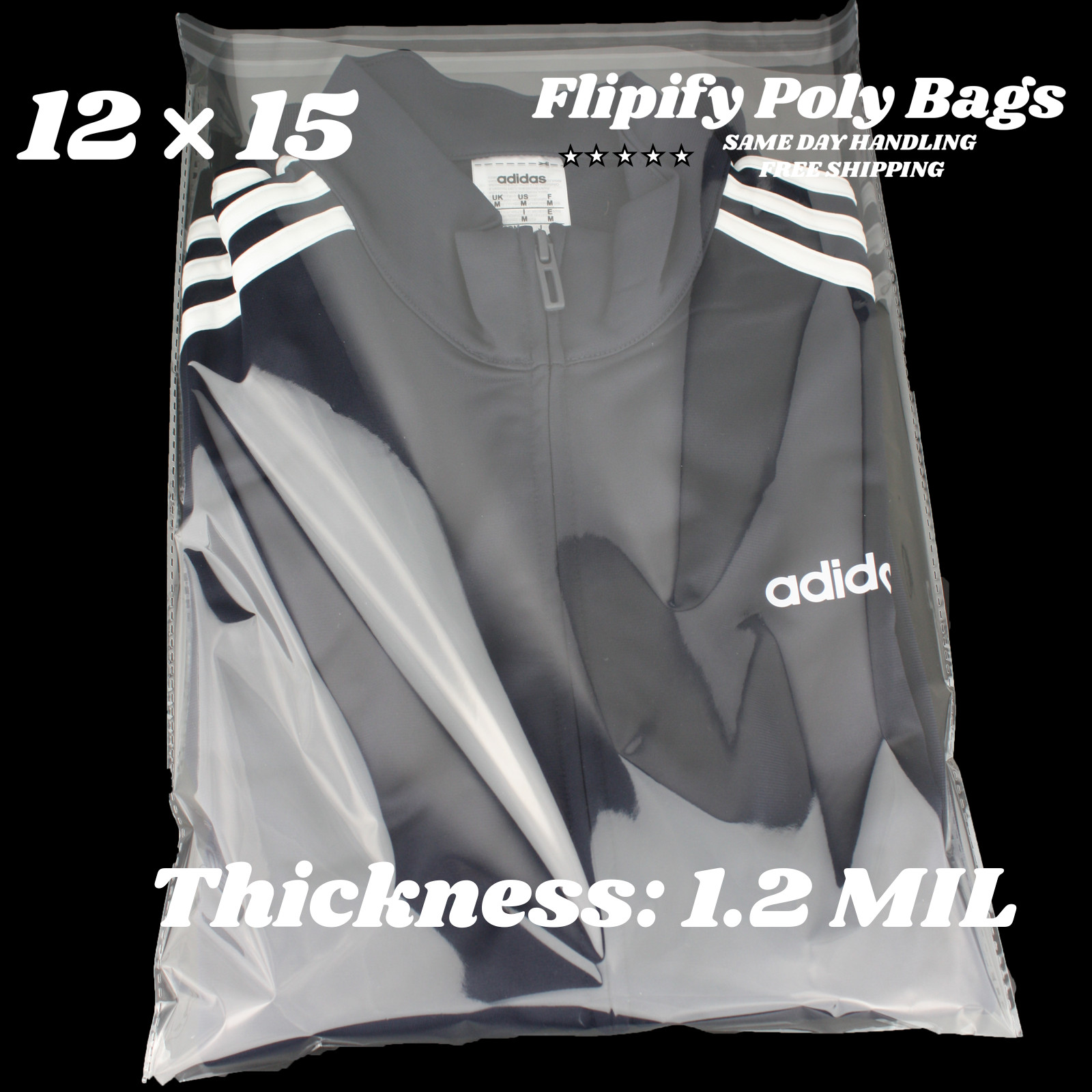 12×15 Clear Resealable T-Shirt/Apparel Self Seal Lip Tape Poly Plastic bags
