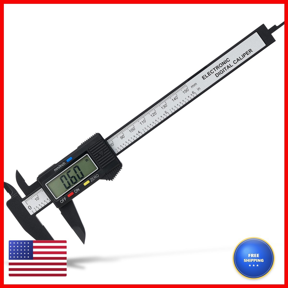 Adoric KC24 Digital Caliper 0-6 Inch Inch/mm Conversion Large LCD