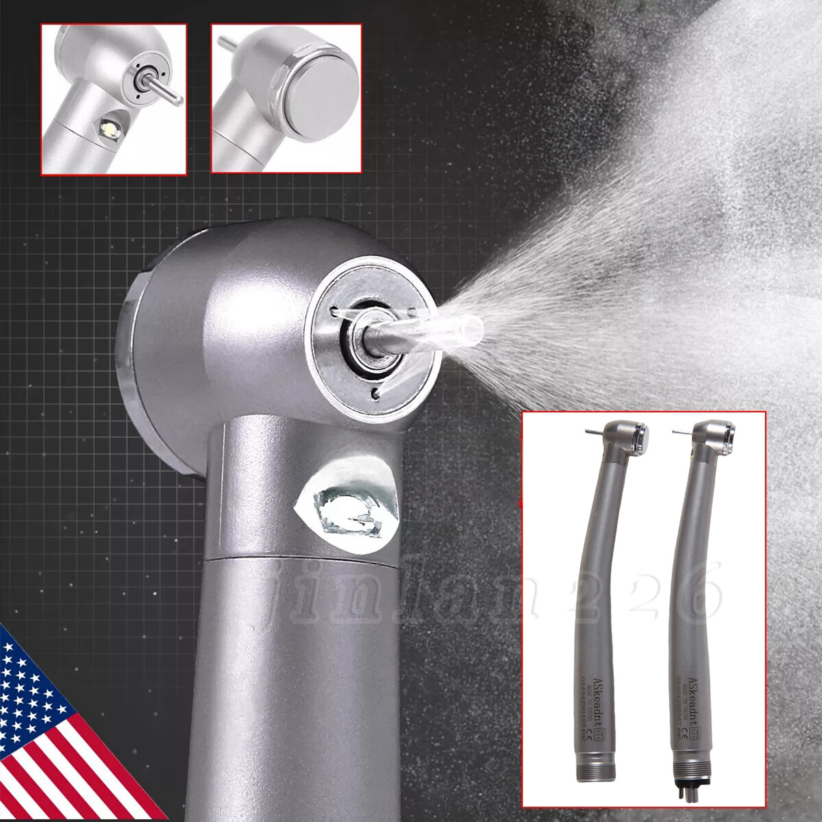 Pieza de mano LED turbina alta velocidad fibra óptica dental estilo NSK 2/4 Hole