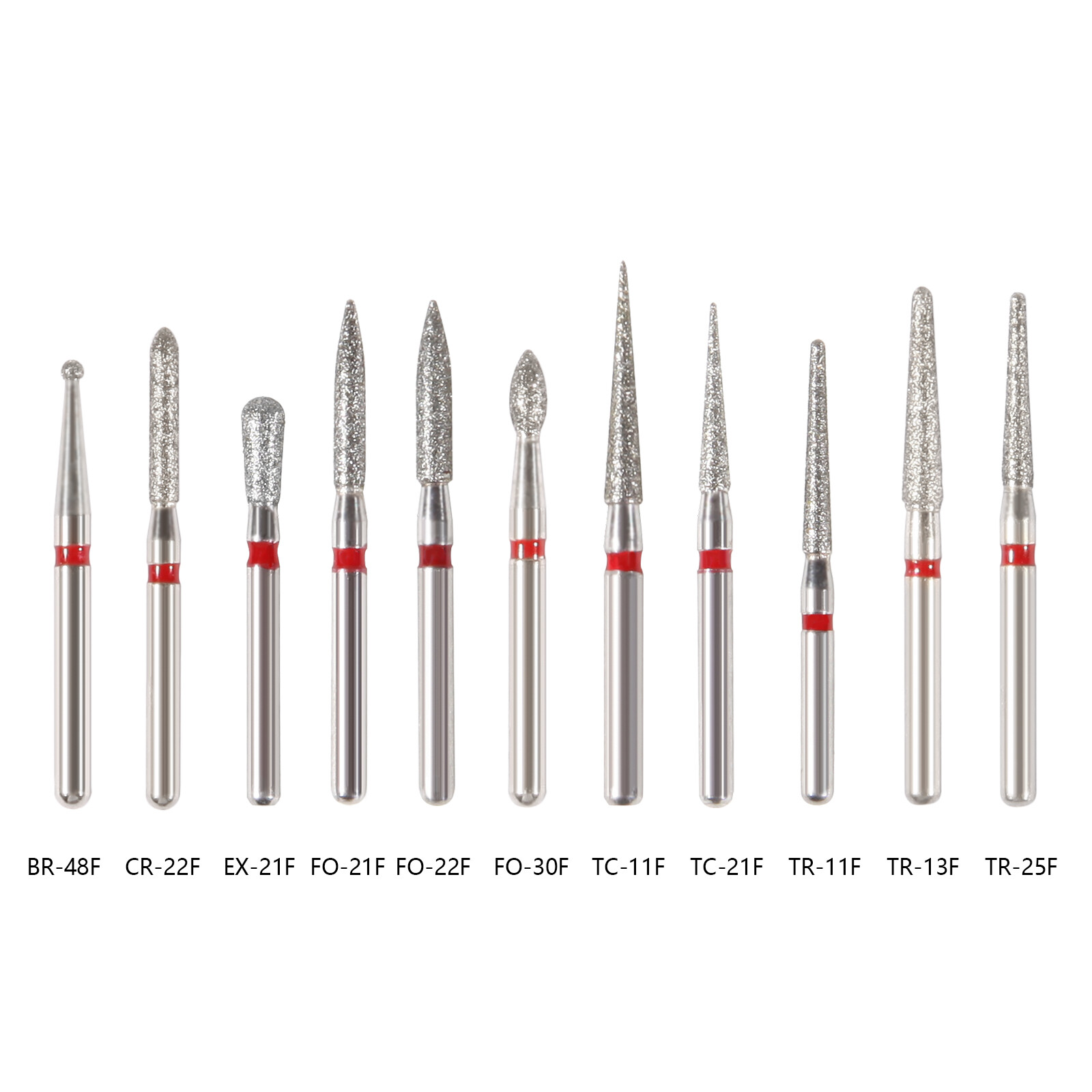 100pcs SANDENT Dental Diamond Burs For High Speed Handpiece Friction Grip 1.6mm