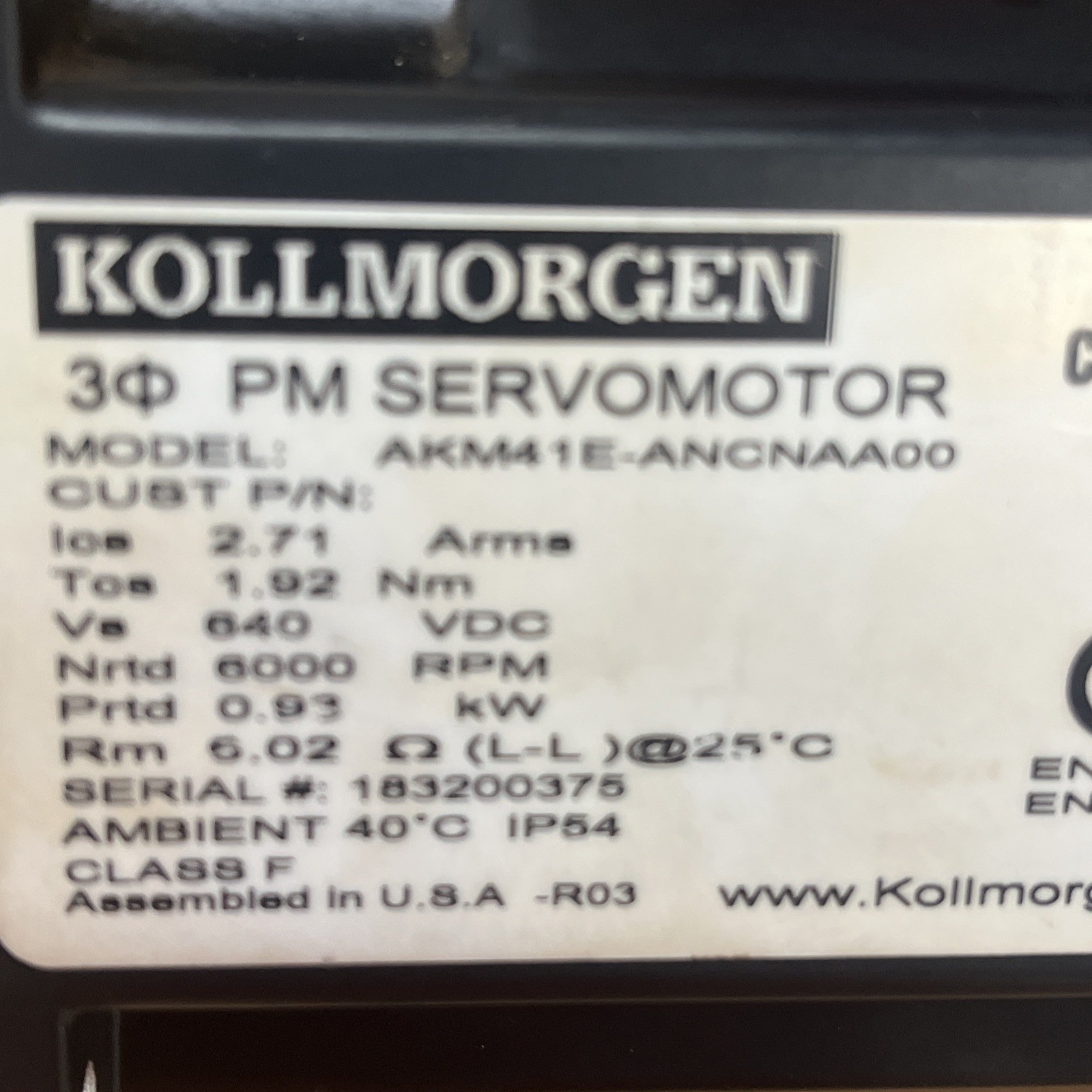 Kollmorgen AKM41E-ANCNAAOO Servo Motor NEW NO BOX