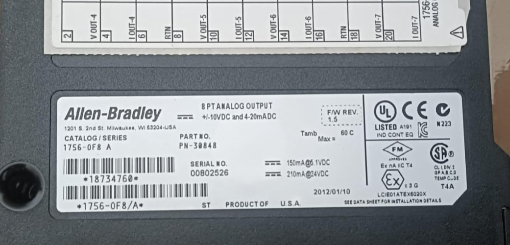 1756-OF8 Ser A ControlLogix 8 Point Analog Output Module – NEW BOX