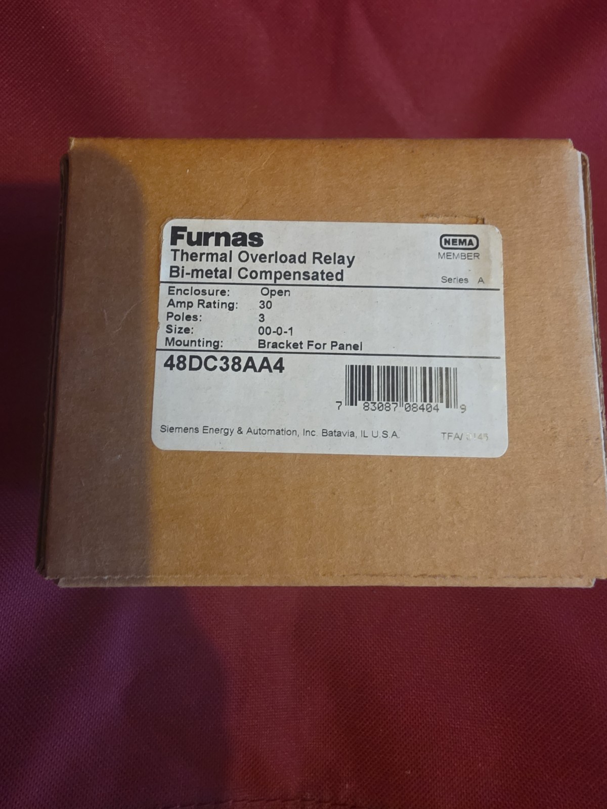 Furnas 48DC38AA4 Thermal Overload Relay 30A 3 Pole Bi-Metal Compensated NOS NIB