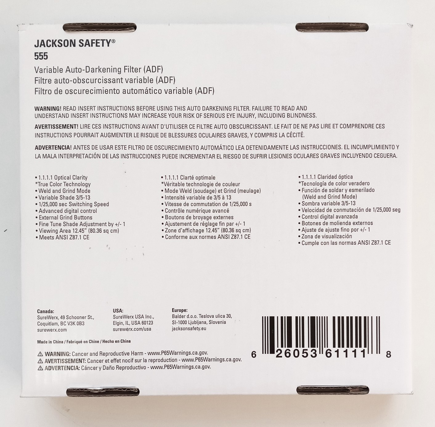 Jackson Safety 46452 TRANSLIGHT 555 Replacement Variable Auto-Darkening Filter