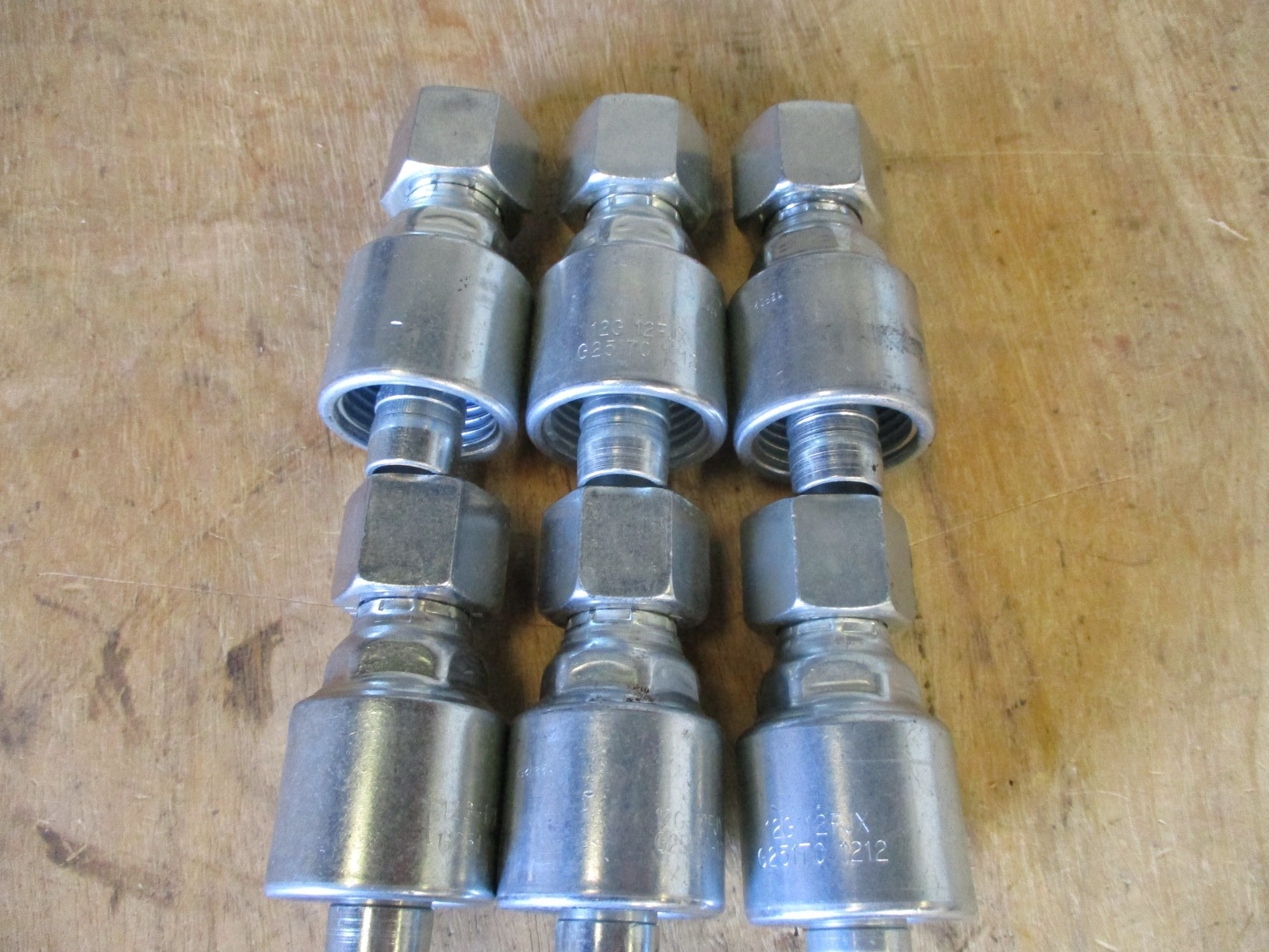 6 Pack Genuine Gates Hydraulic Hose Fittings 12G-12FJX Female JIC 37 Swivel