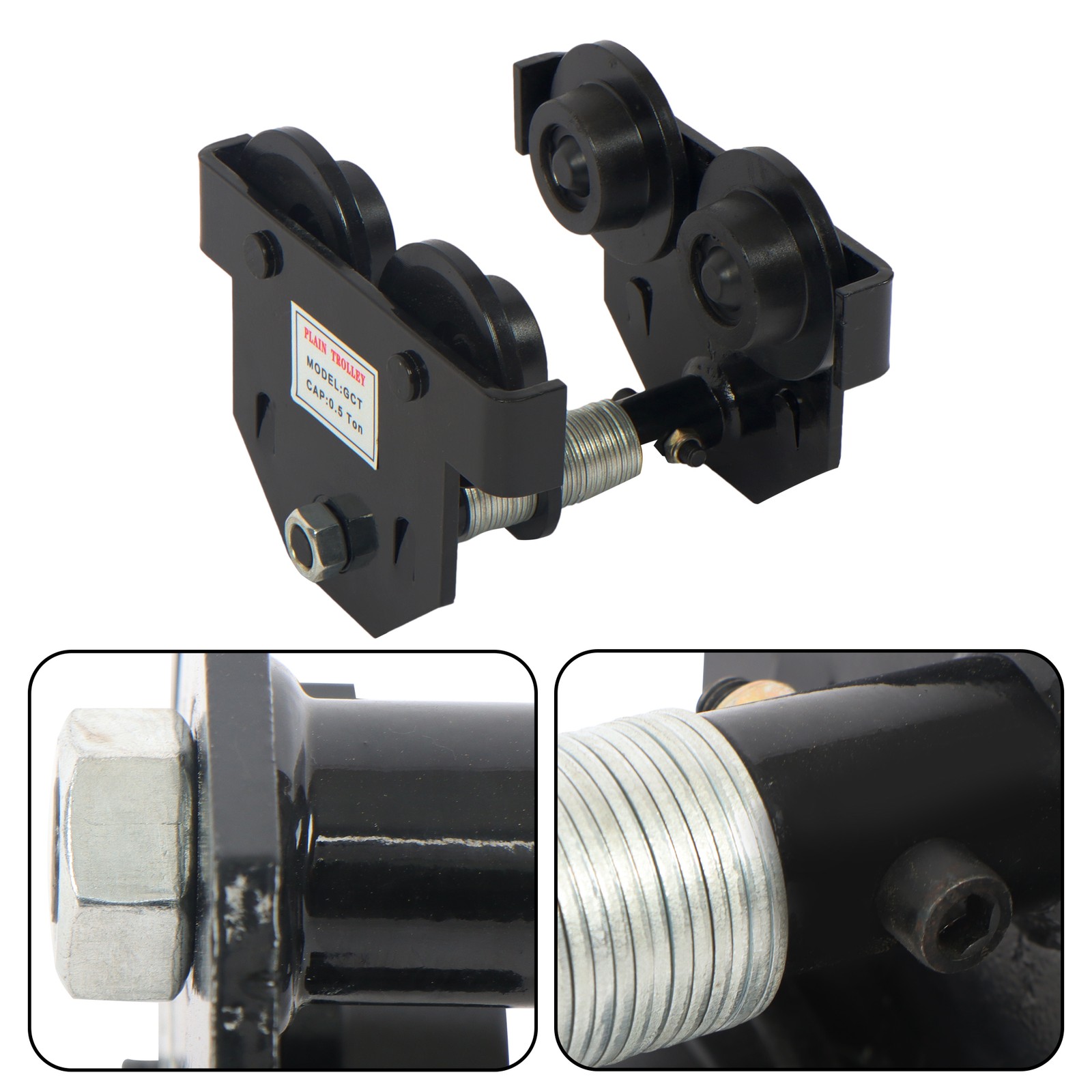 1100lb/0.5t I-Beam Trolley Alloy Steel Double Wheel I-Beam Flange Width 55-135mm