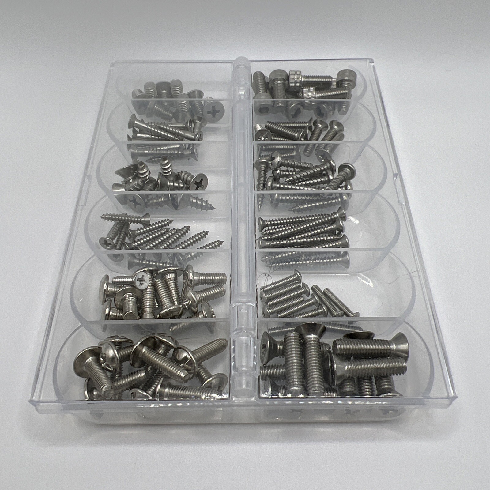 Assorted Small Stainless Steel Screws 120 Pieces High Quality Includes Case
