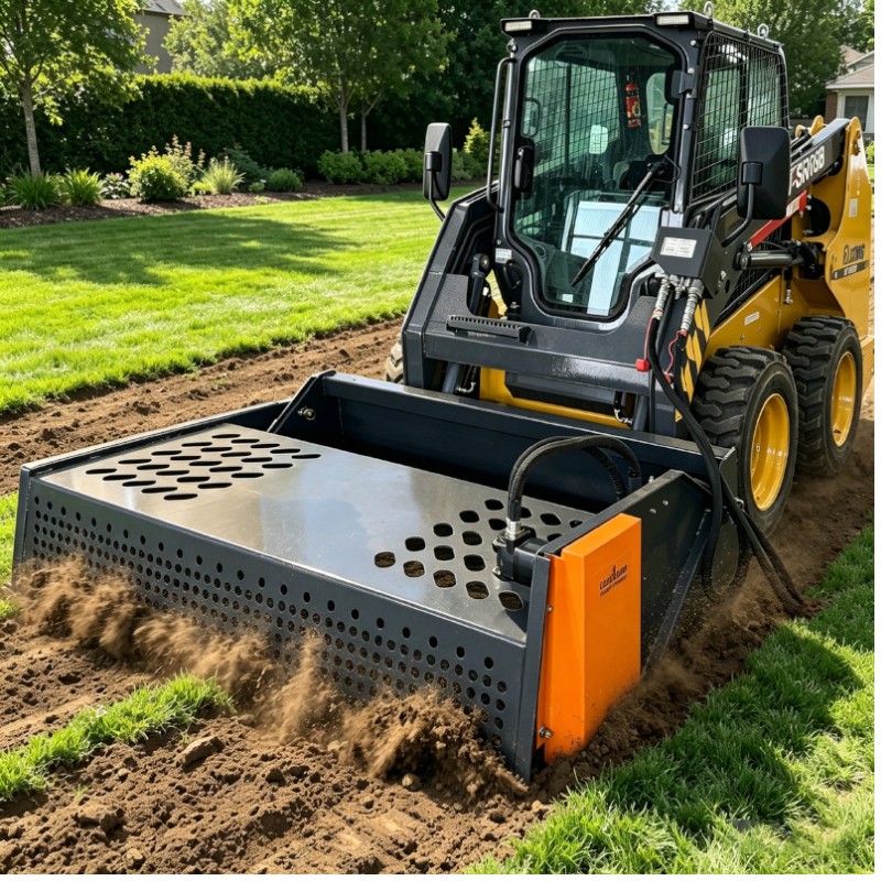 Landhonor 7in Harley Landscape Power Rake Attachment for Soil Leveling & Grading