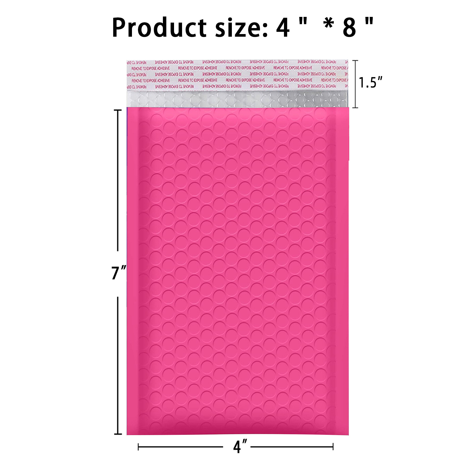 #000 4×8 (4×7) Poly Bubble Mailer Padded Envelope Shipping Bag Premium Hot Pink