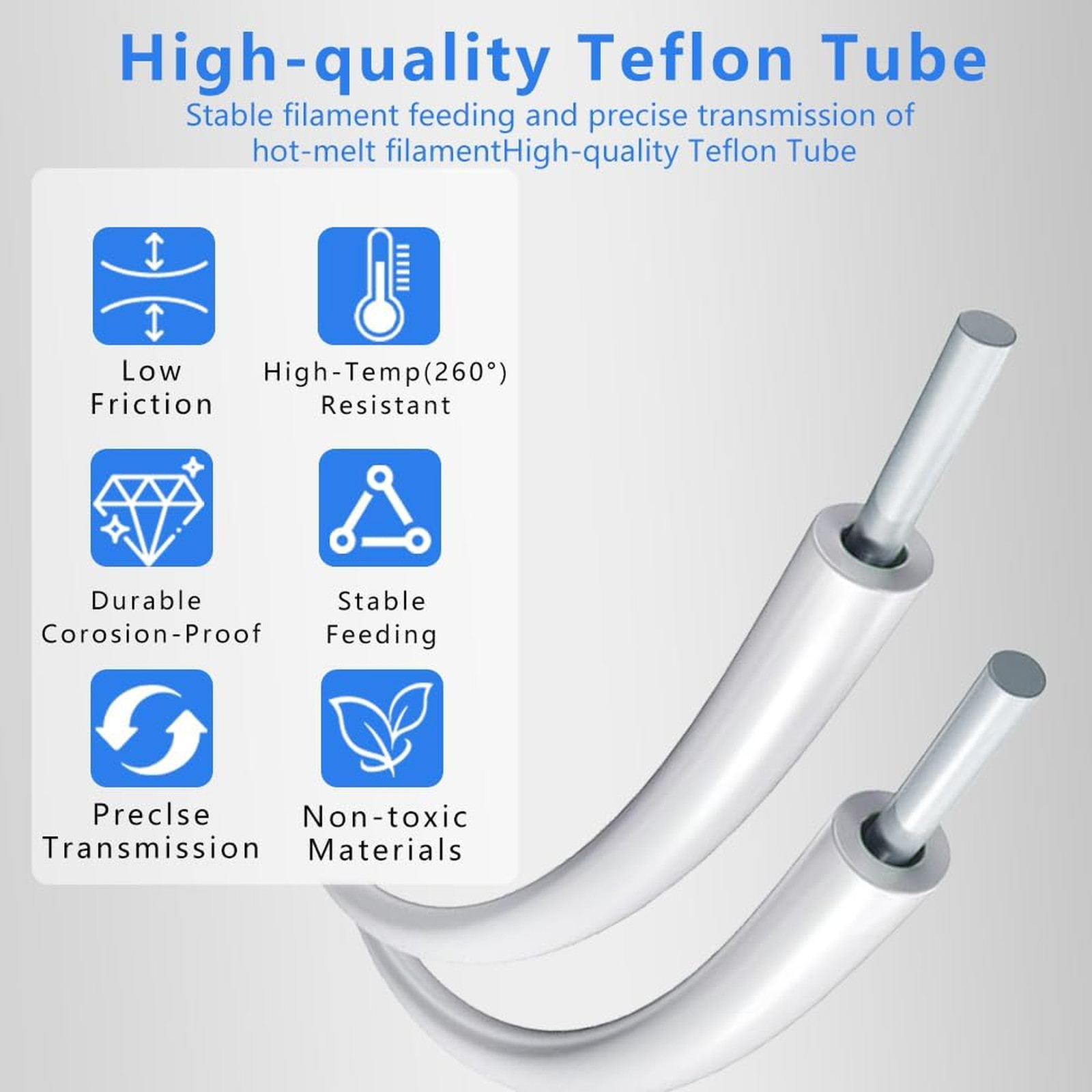 PTFE Teflon Tube 16.4ft for 1.75mm Filament Bowden Tube 2.5mm ID 4mm OD for 3D