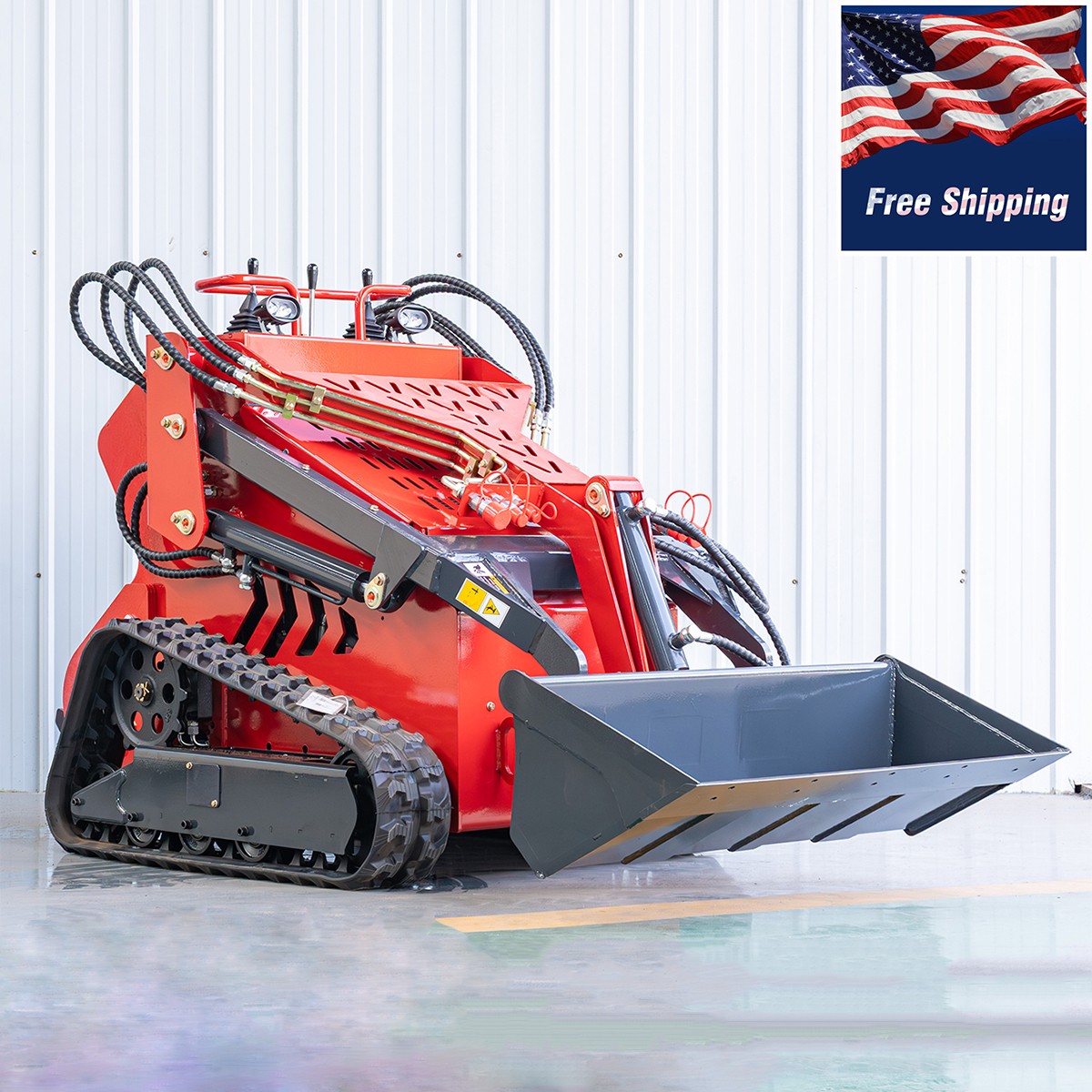 3300 lbs 1.5Ton Crawler EPA Mini Skid Steer 23HP 739cc 3-Pumps Loader 2025 USA