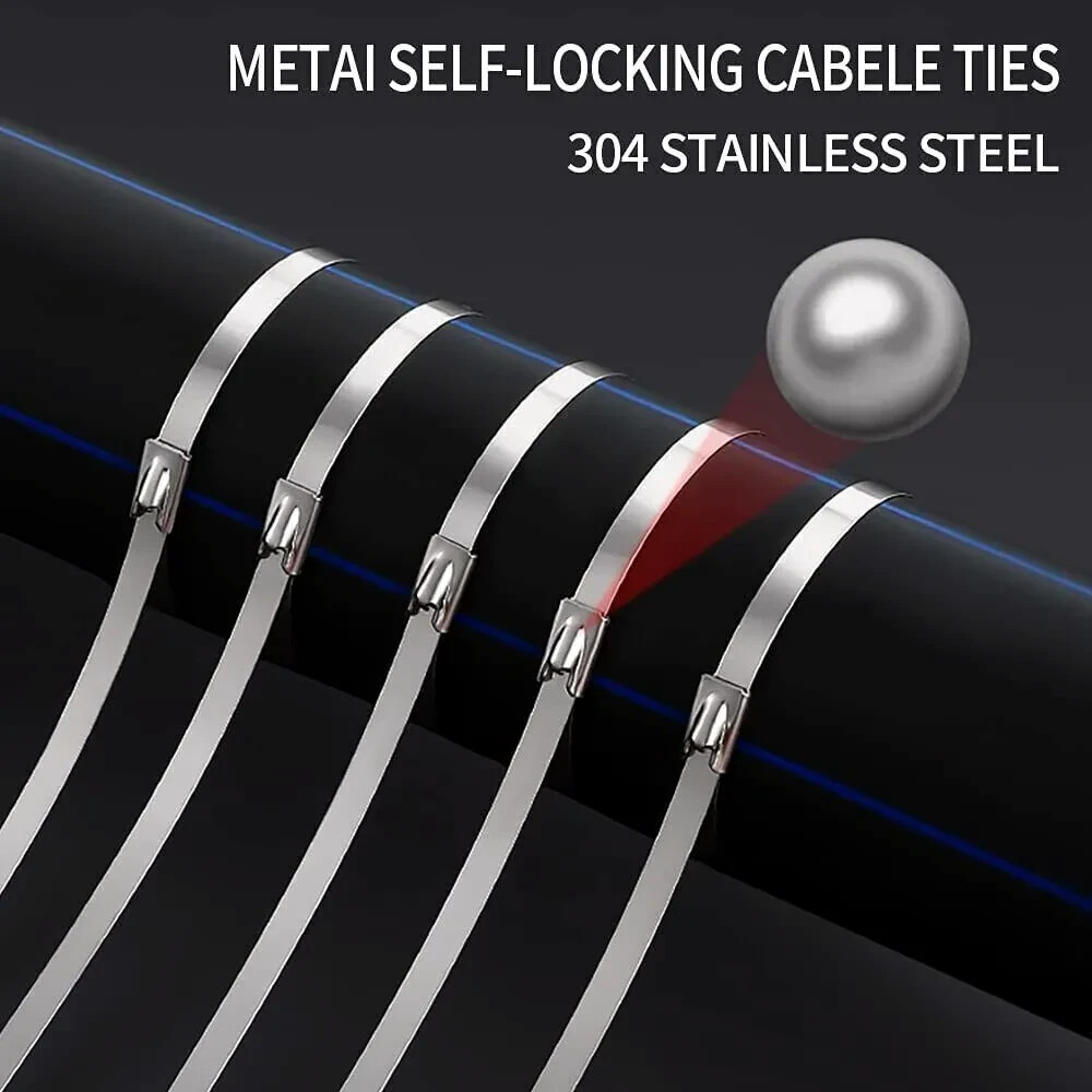 Metal Zip Ties 304 Stainless Steel Heavy Duty Cable 198-400lb 8″ 12″ 18 24″ 36″