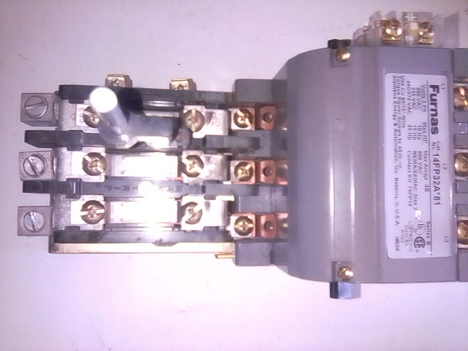 FURNAS 14FP32A*81 NEMA Size 2 FVNR Motor Starter, 3 Phase, 200-575vac, 120v Coil