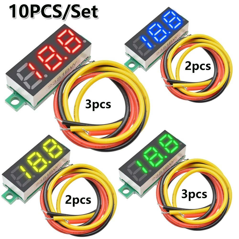 10PCS 0.28″ Mini DC 0-100V Voltage Tester Gauge Meter Digital LED Voltmeter