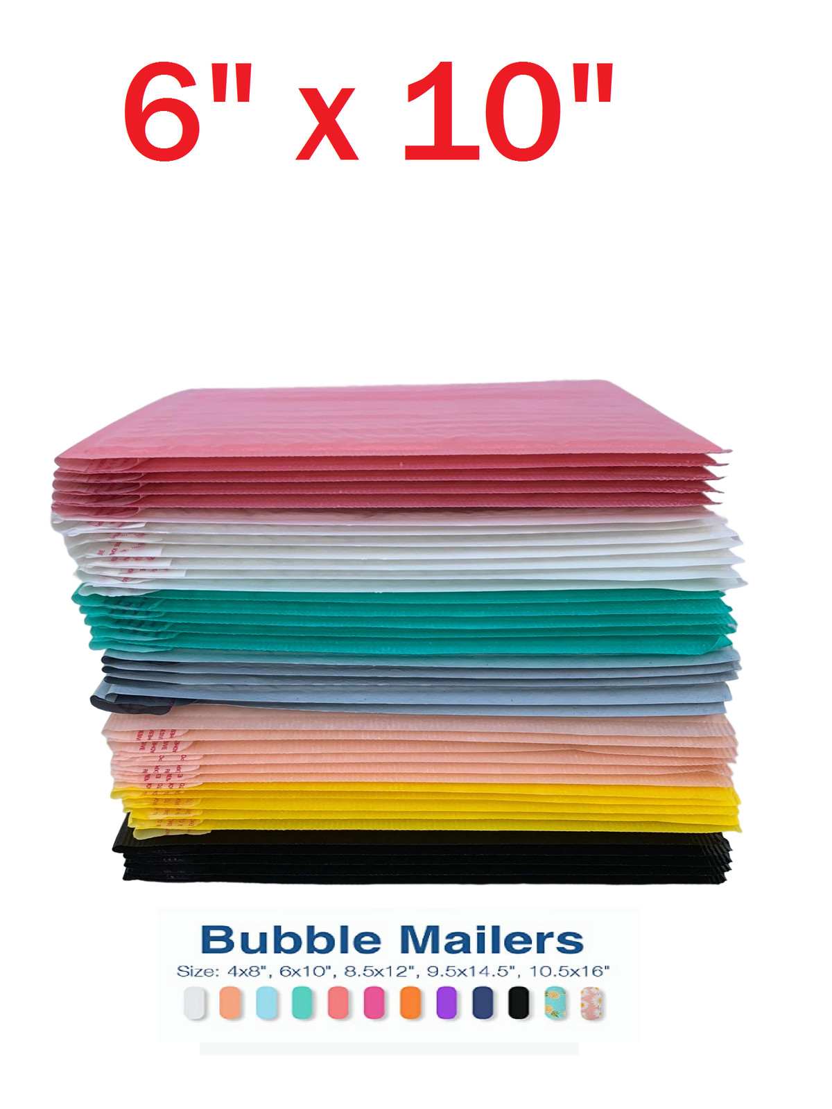 6×10 (6×9) Color Poly Bubble Mailers Shipping Mailing Padded Bags Envelopes