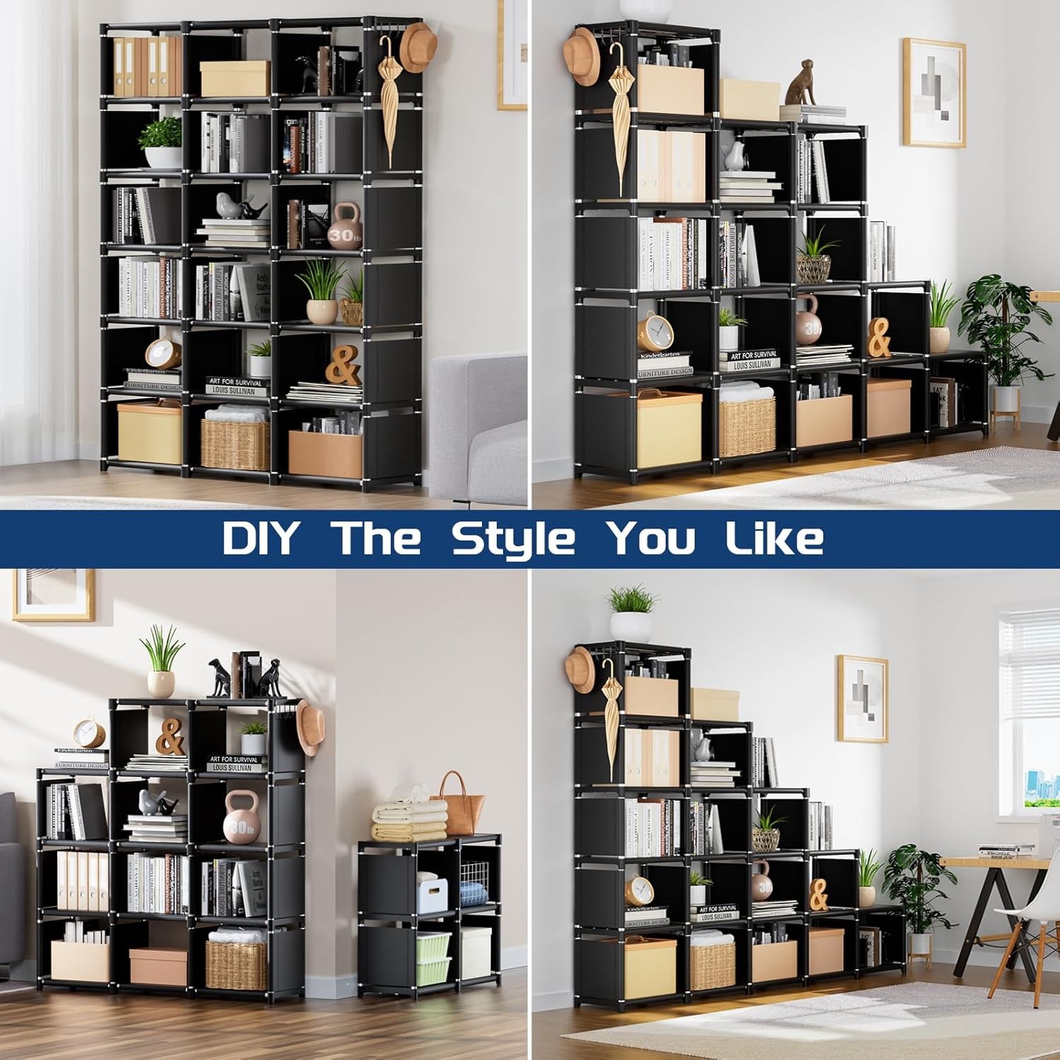 Mavivegue Bookcase 18-Cube Extra Large Book Shelf DIY Cube Storage Organizer-