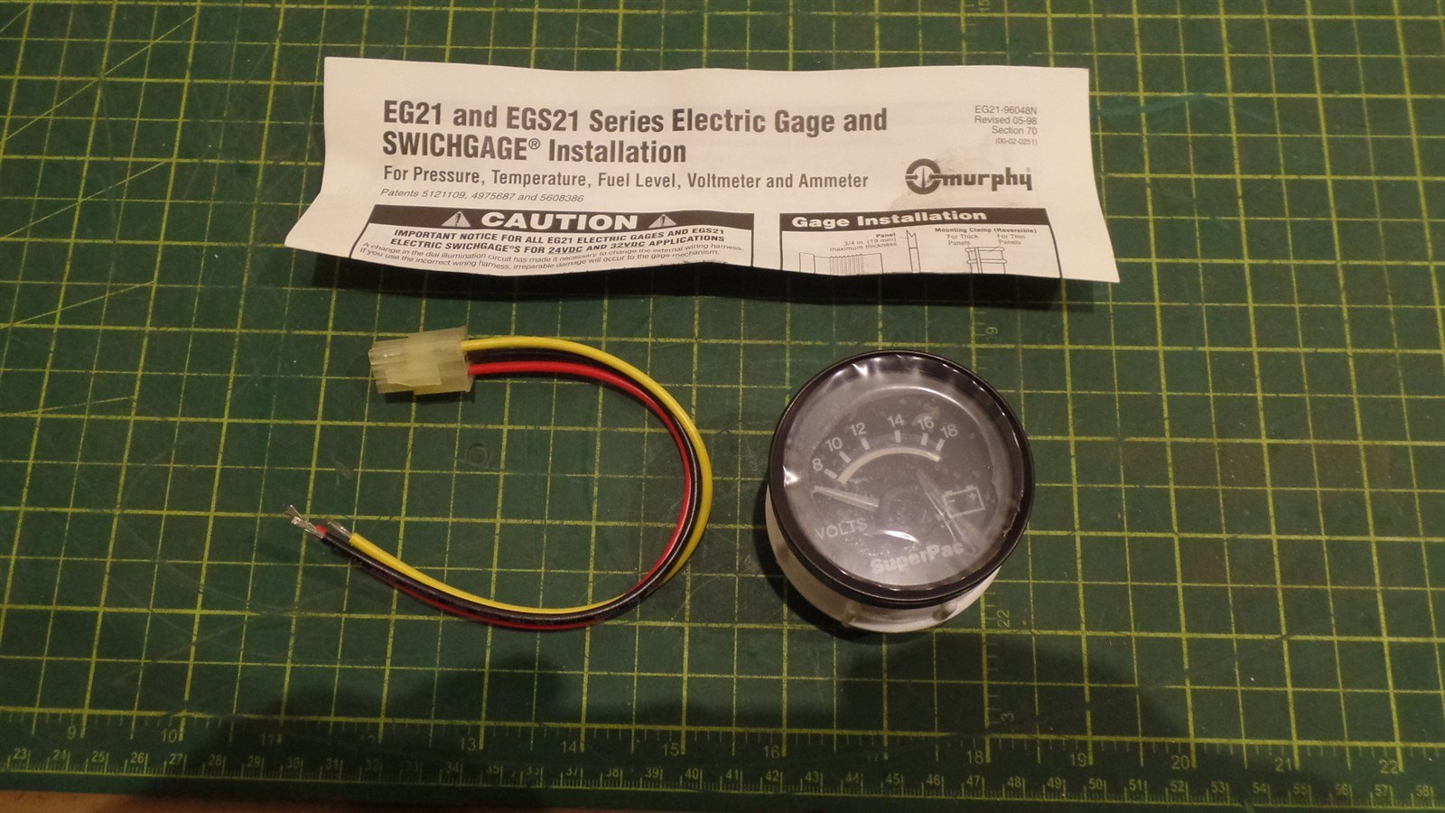 MURPHY EG21 EGS21 VOLTMETER GAUGE ASSEMBLY, SUPERPAC SP207377 SP 207377, N.O.S