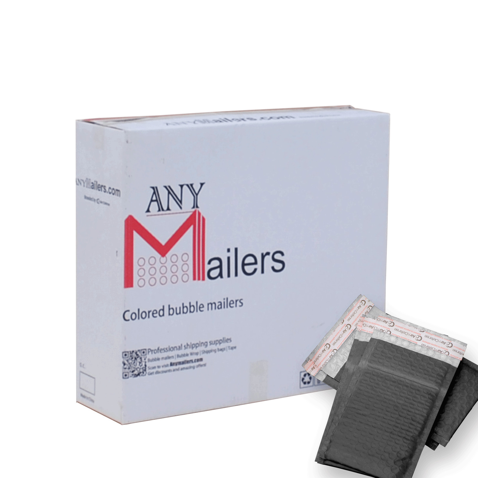 AirnDefense 500 #000 4X8″ Black Poly Bubble Mailers Shipping Padded Envelope