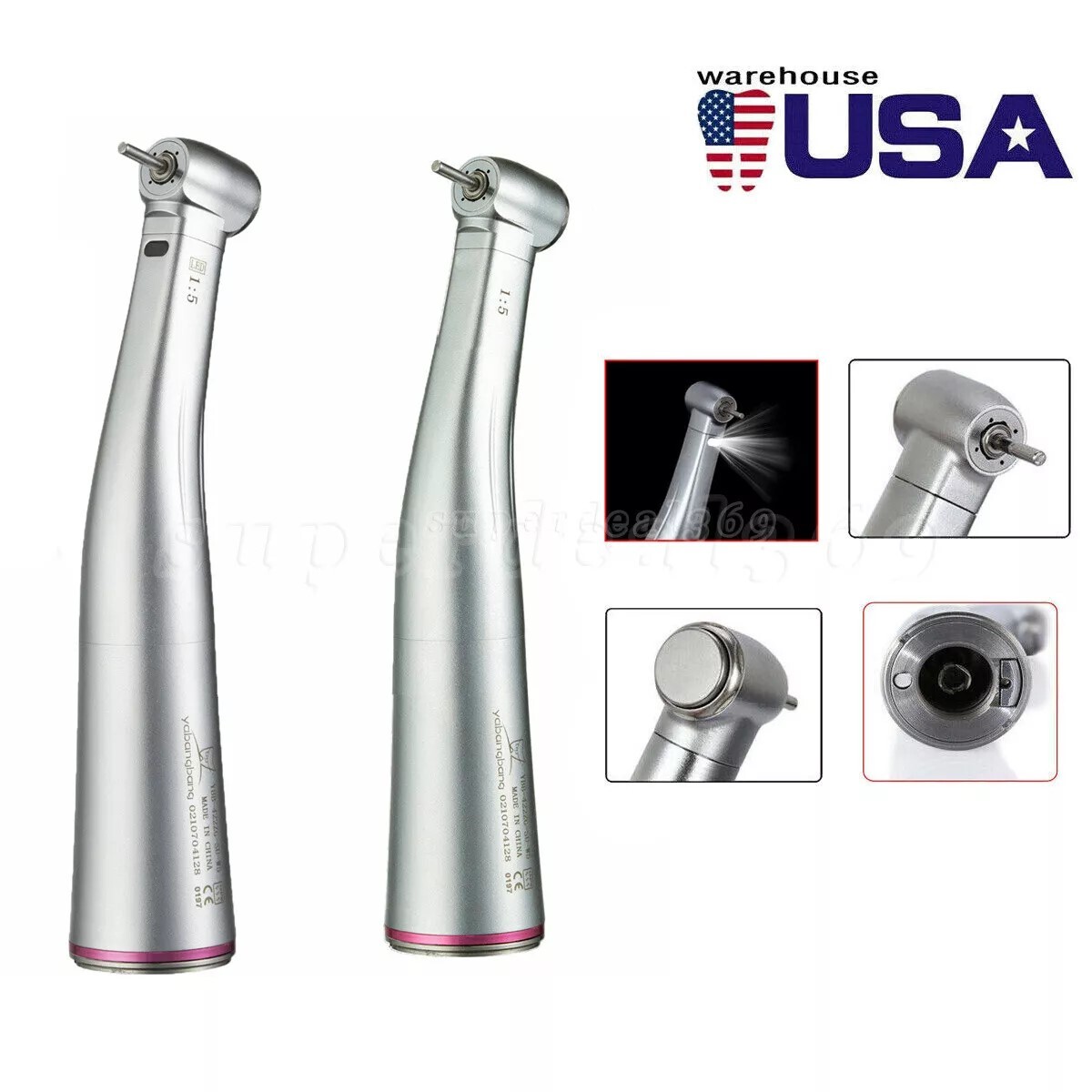 Dental 1:5 Increasing Handpiece Contra Angle LED /No Fit KAVO NSK Electric Motor