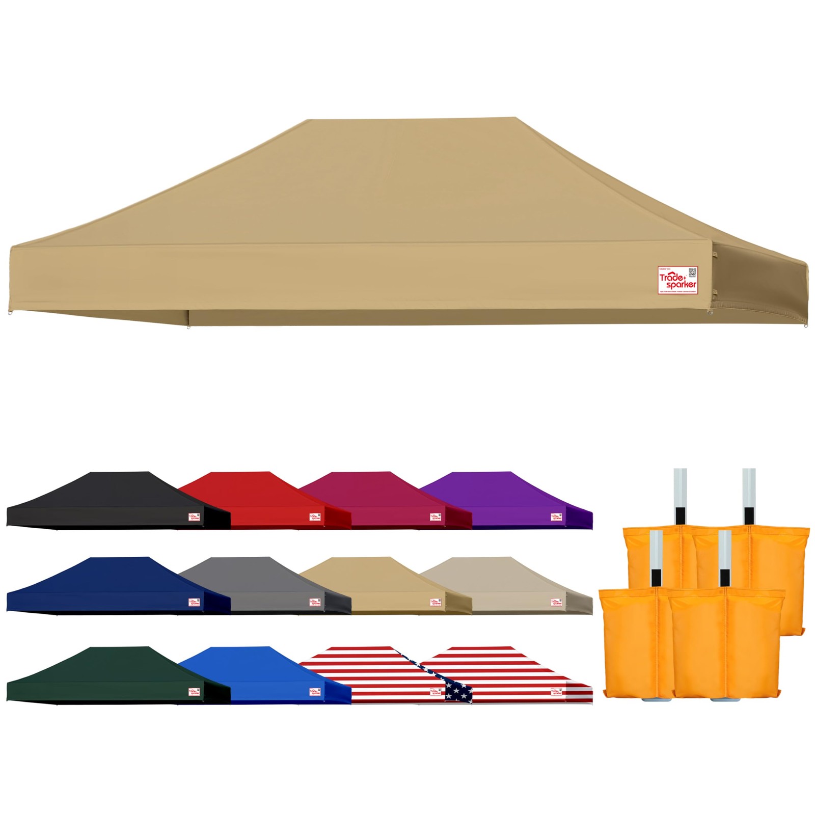 Tradesparker 10X15 Commercial Pop Up Canopy Replacement Top-Windproof