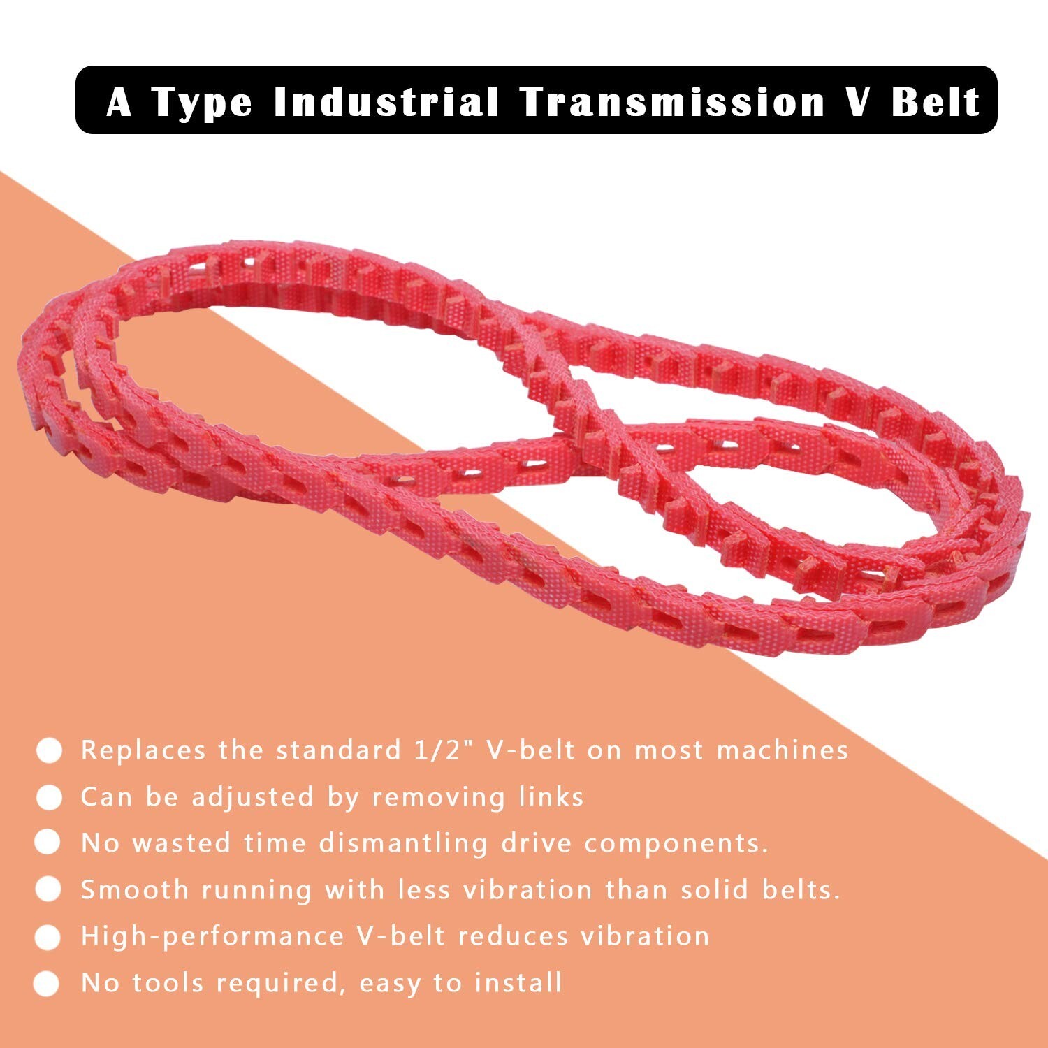 Power Twist Drive 1/2″ Link V-Belt 5 Feet A Type -Twist “A” Adjustable Link, USA