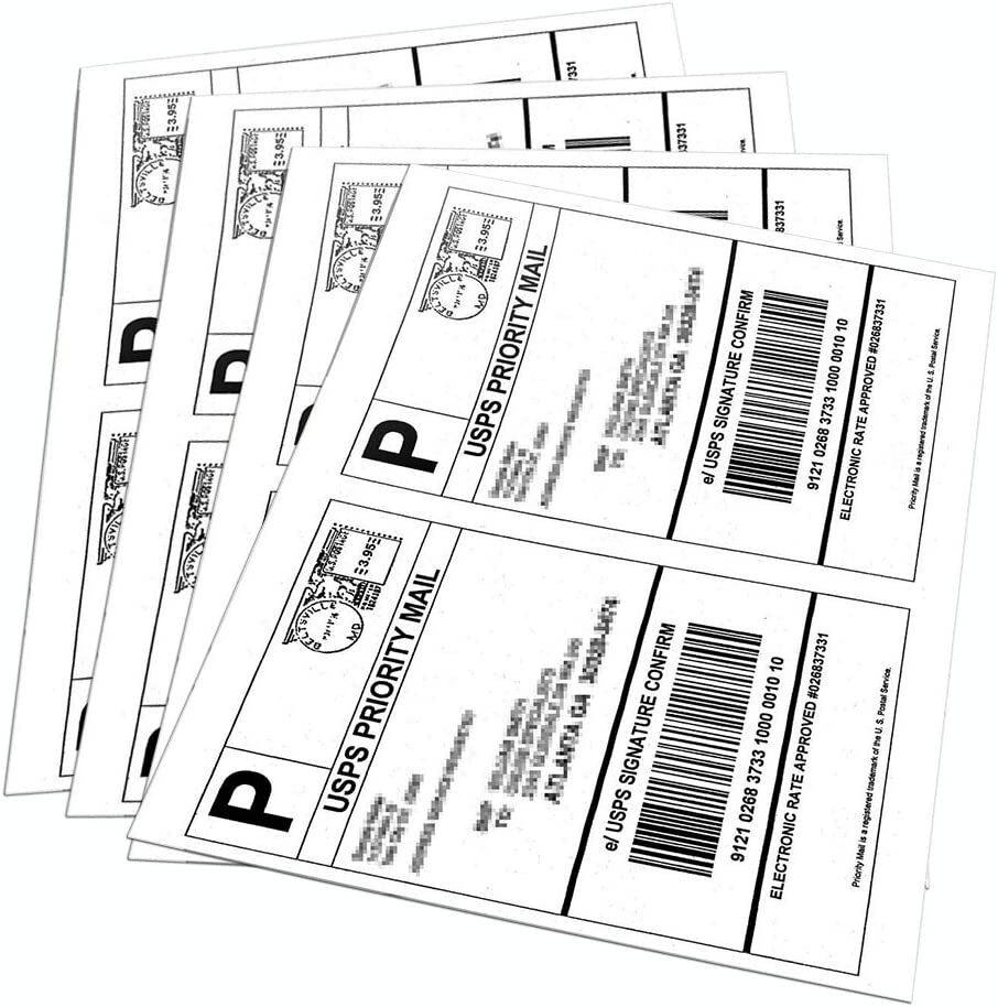 4000 Premium Shipping Blank Labels 2 per Sheet 8.5×5.5 Half Sheet Self Adhesive