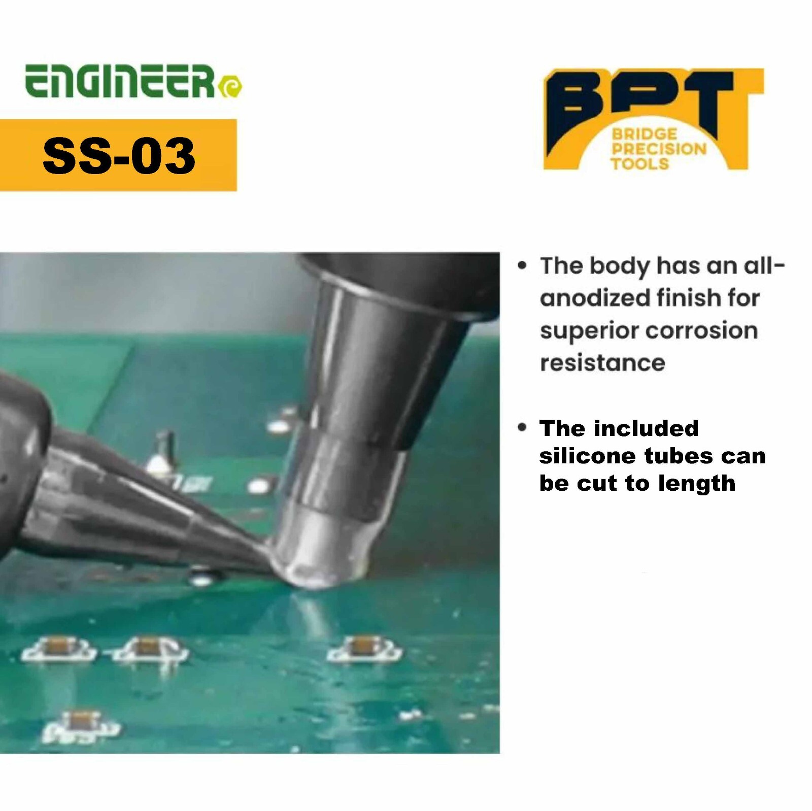ENGINEER SS-02 Japanese Solder Sucker Desoldering Pump w/Silicone Tip Spare Tube